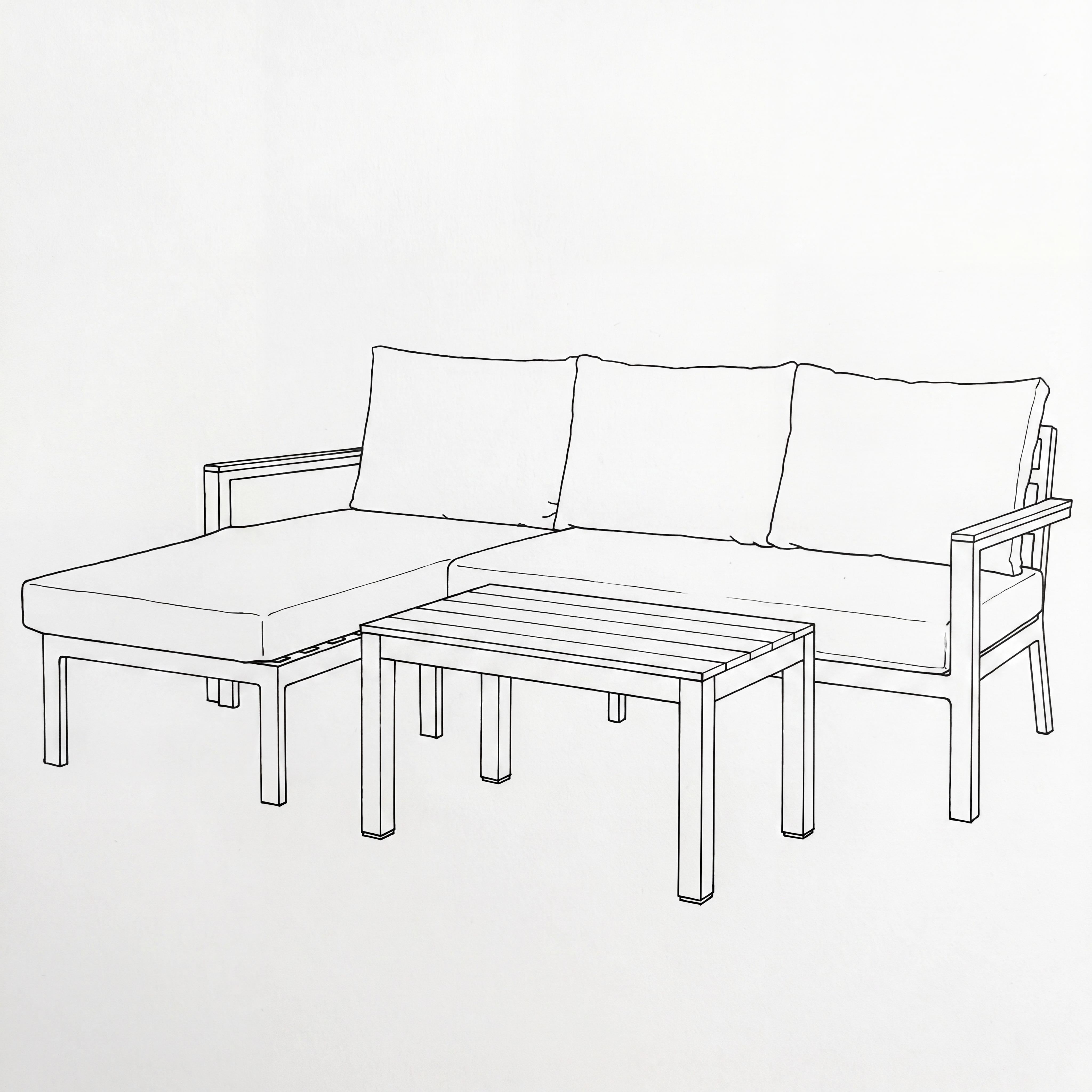 Nova - Heidi 3 Seater Chaise Sofa Lounging Set with Rectangular Coffee Table thumbnail 4