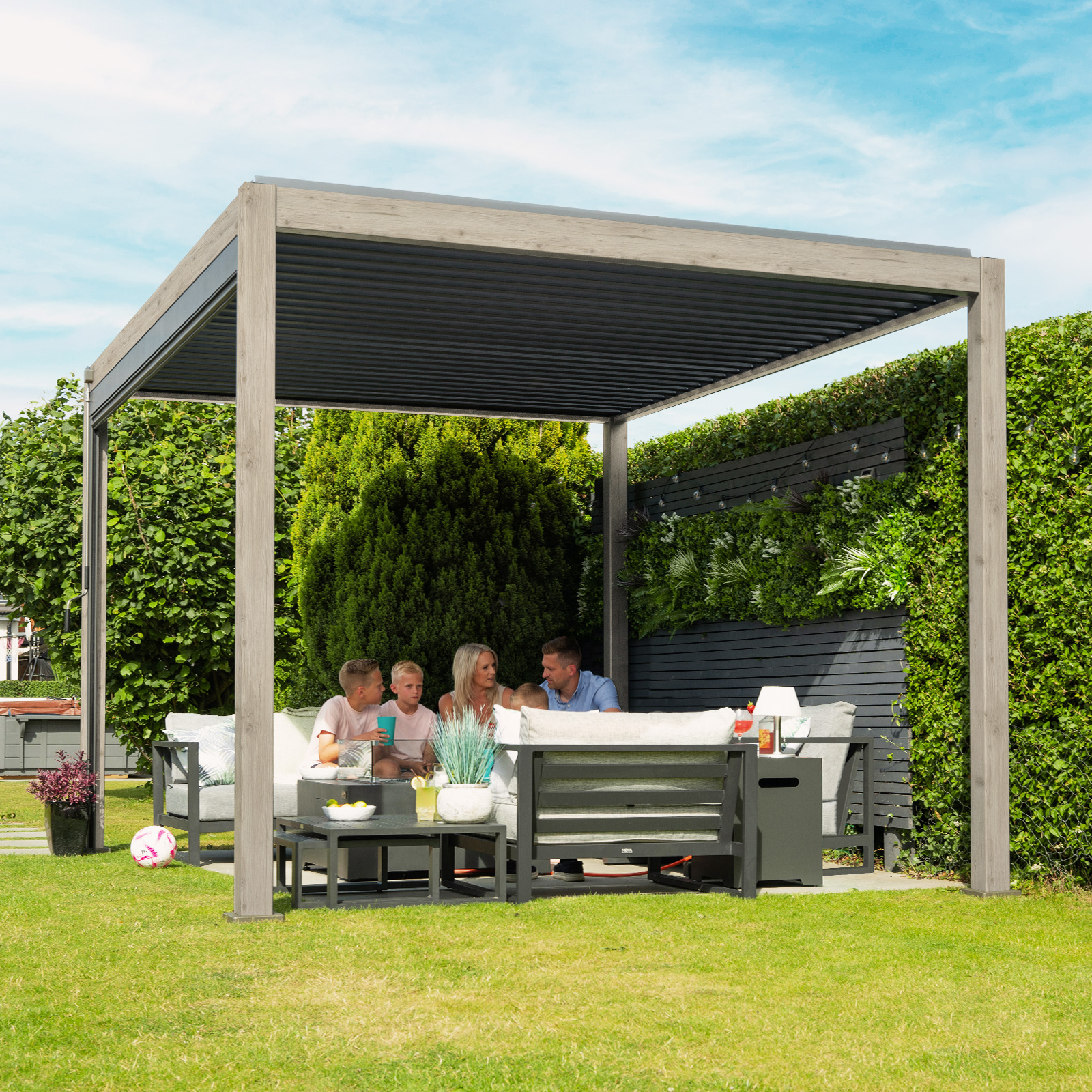 Nova - Titan Freestanding Aluminium Pergola - 3m x 3m Square - Wood Look thumbnail 9