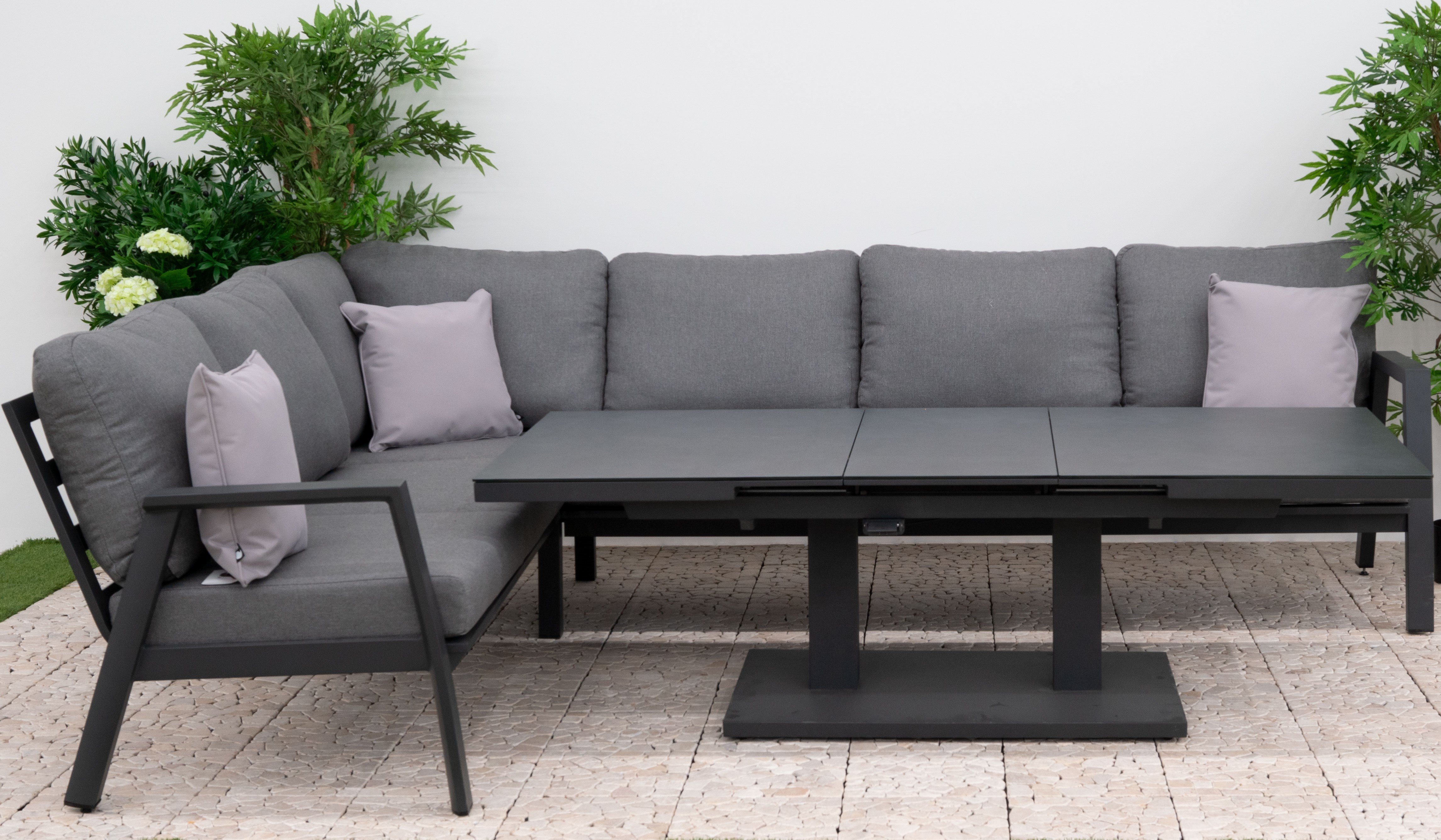 Nova - Phoenix L-Shaped Corner Sofa Lounge Dining Set with Rectangular Extending Rising Table thumbnail 5