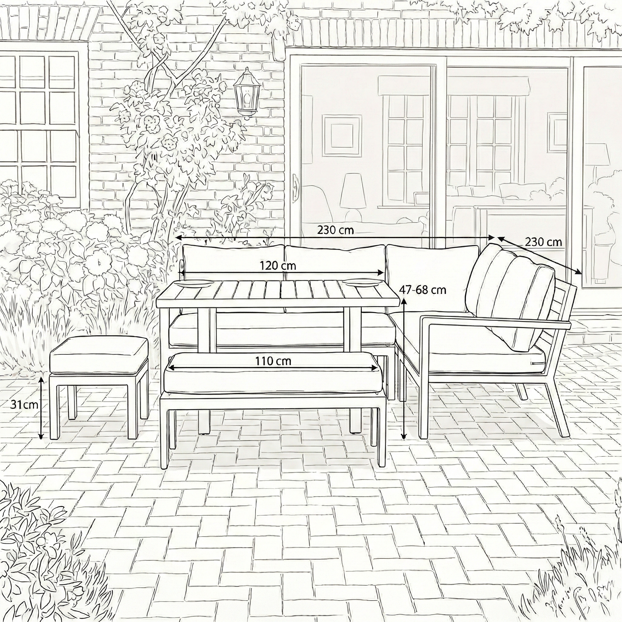 Nova - Heidi Deluxe Corner Sofa Lounge Dining Set with Square Rising Table thumbnail 3