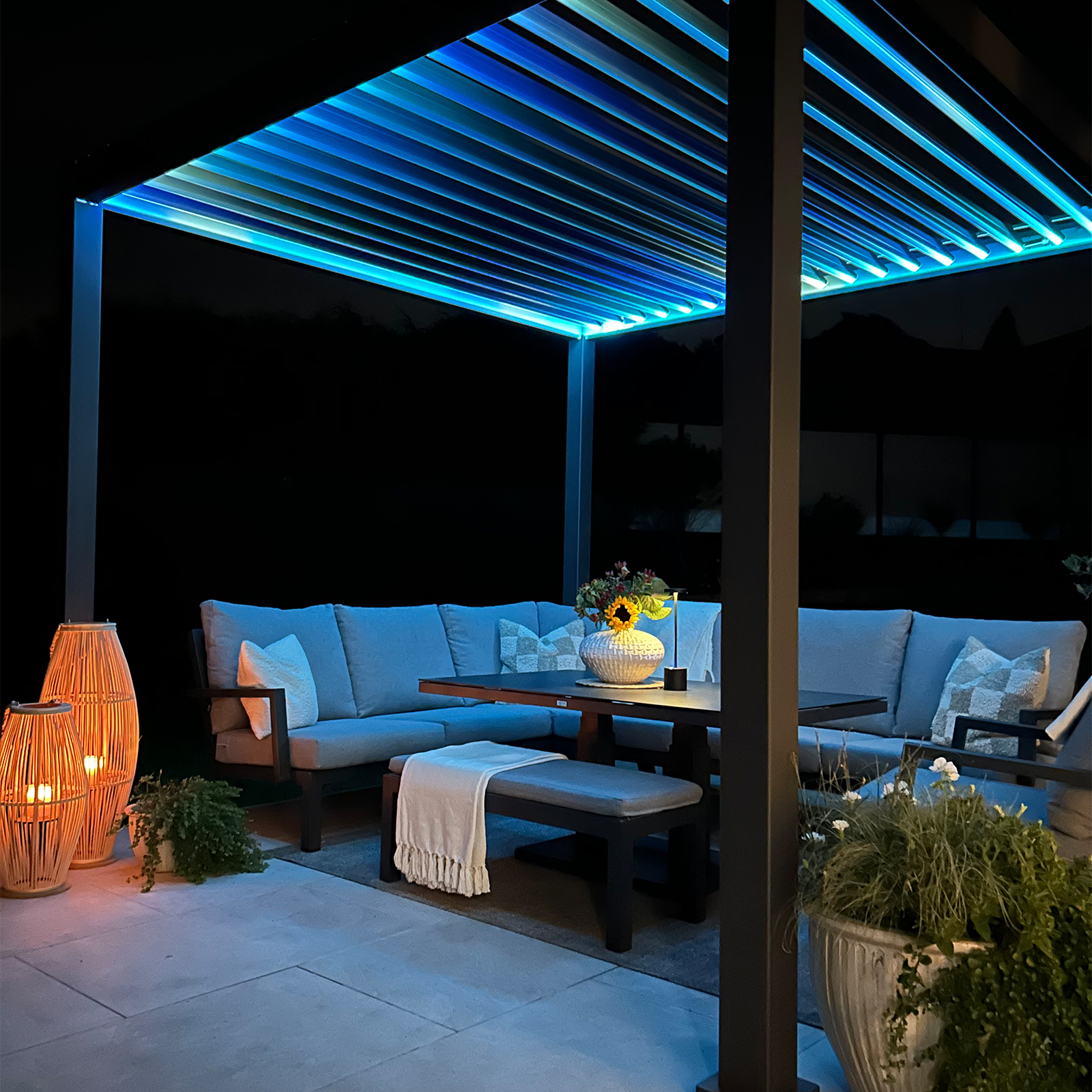 Nova - Titan LED Freestanding Aluminium Pergola - 3m x 3m Square - Grey thumbnail 5