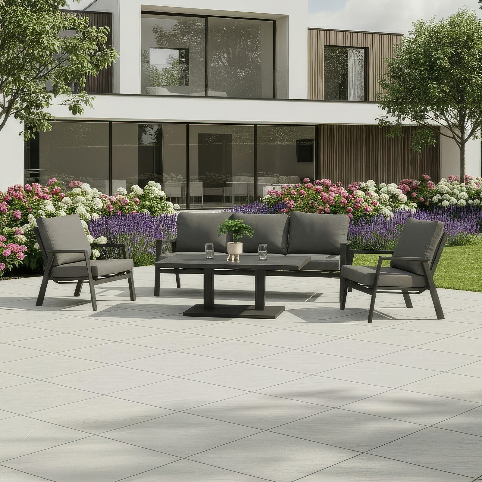 Nova - Zara 3 Seater Sofa Lounge Dining Set with Rectangular Rising Table