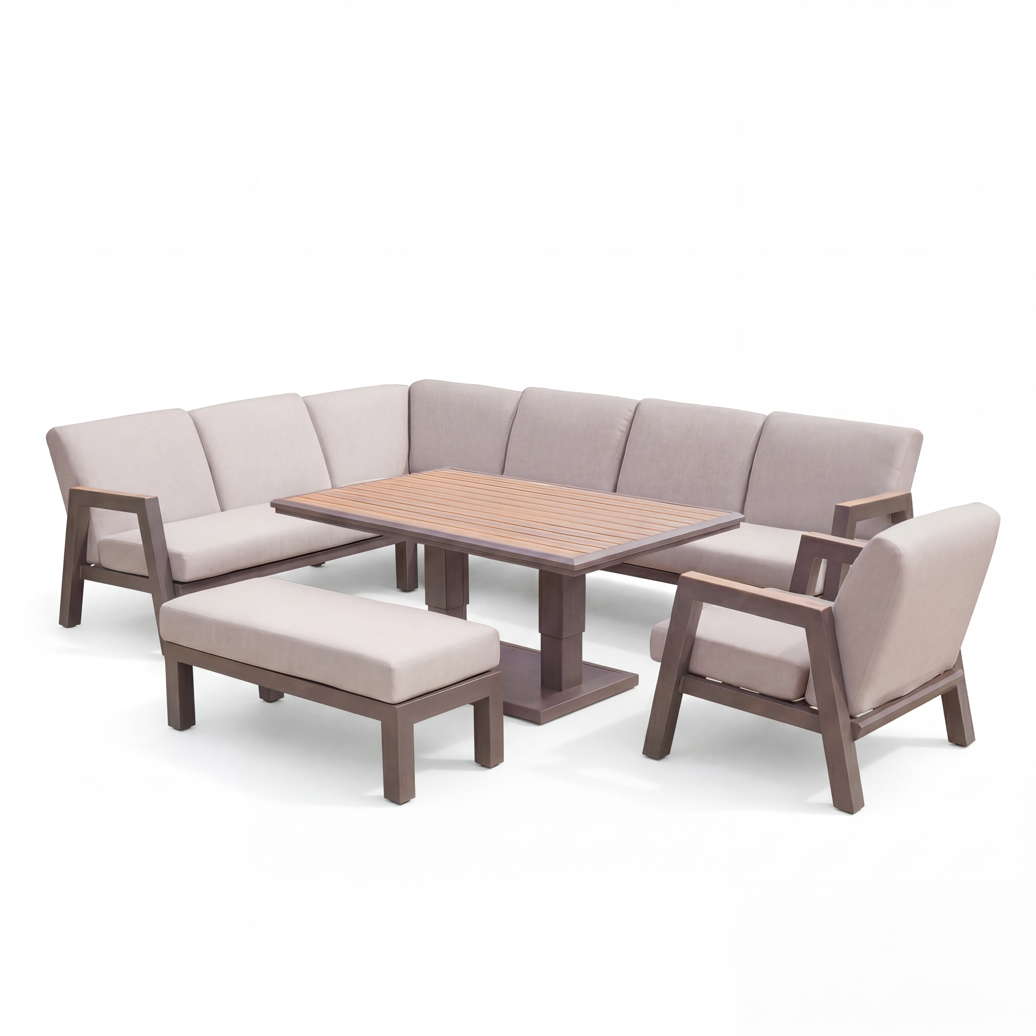Nova - Hunter L-Shaped Corner Sofa Lounge Dining Set with Rectangular Rising Table thumbnail 3
