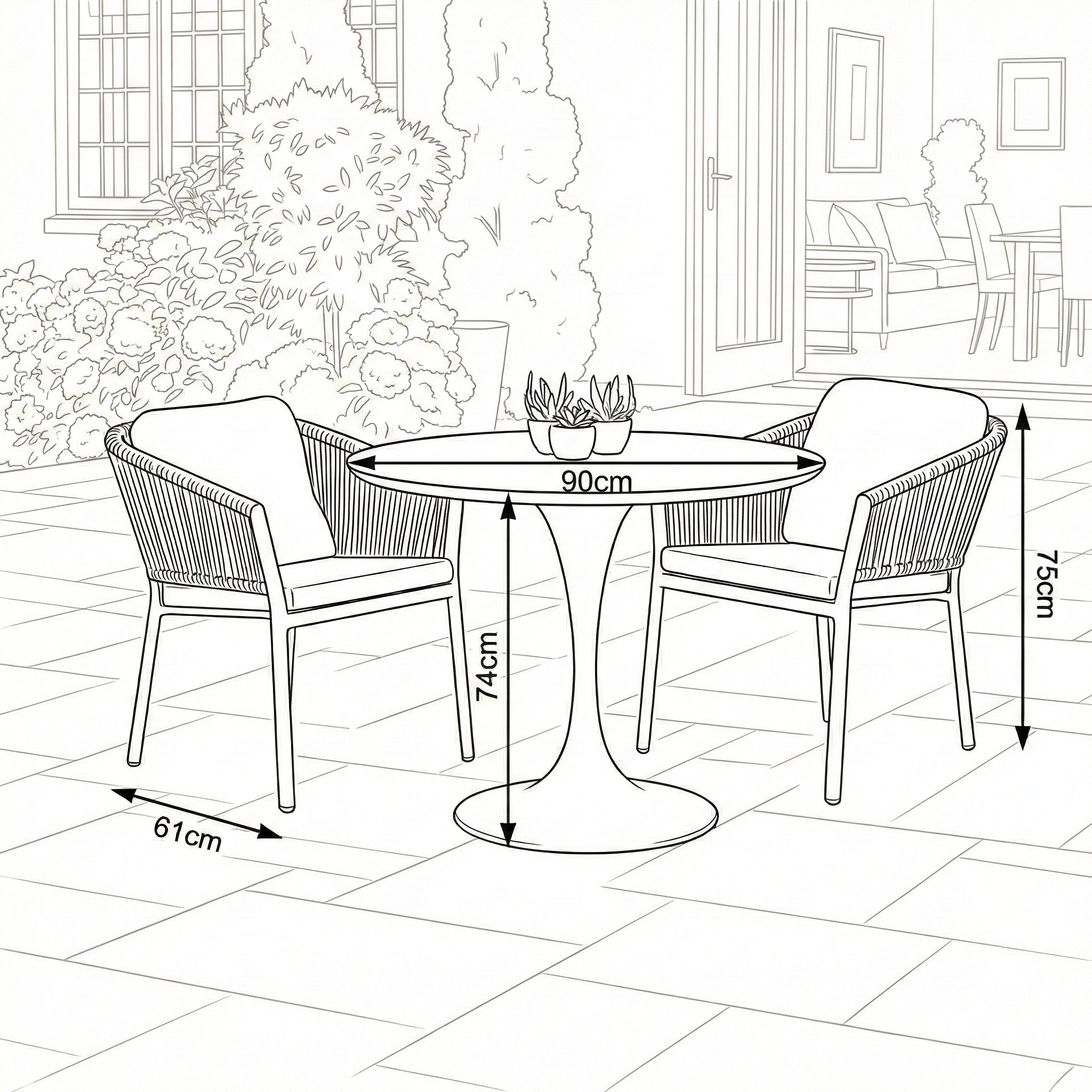 Nova - Hayden 2 Seat Bistro Set - 0.9m Round Table thumbnail 3