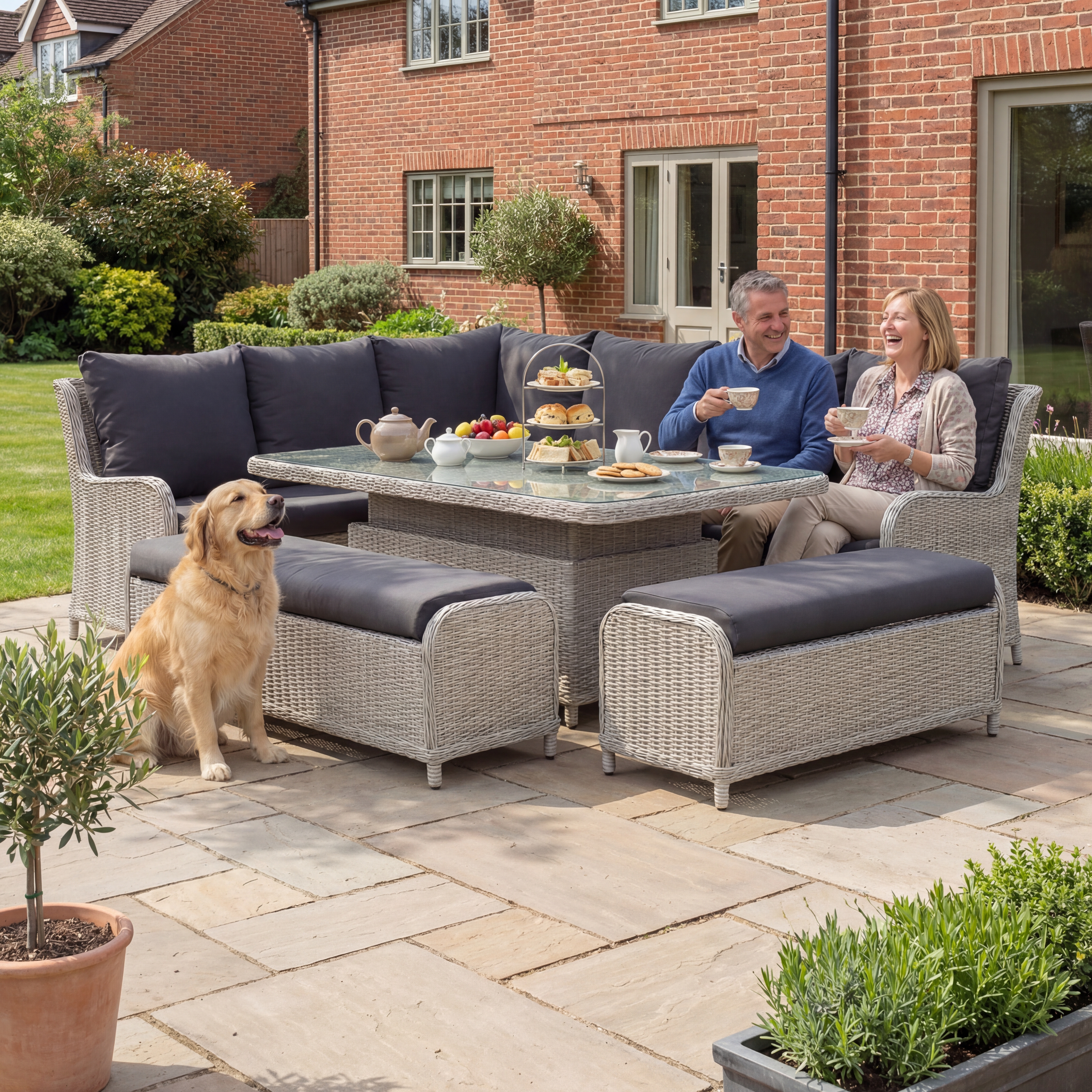 Nova - Avery Grande Left Hand Corner Sofa Lounge Dining Set with Rectangular Rise & Fall Table thumbnail 2
