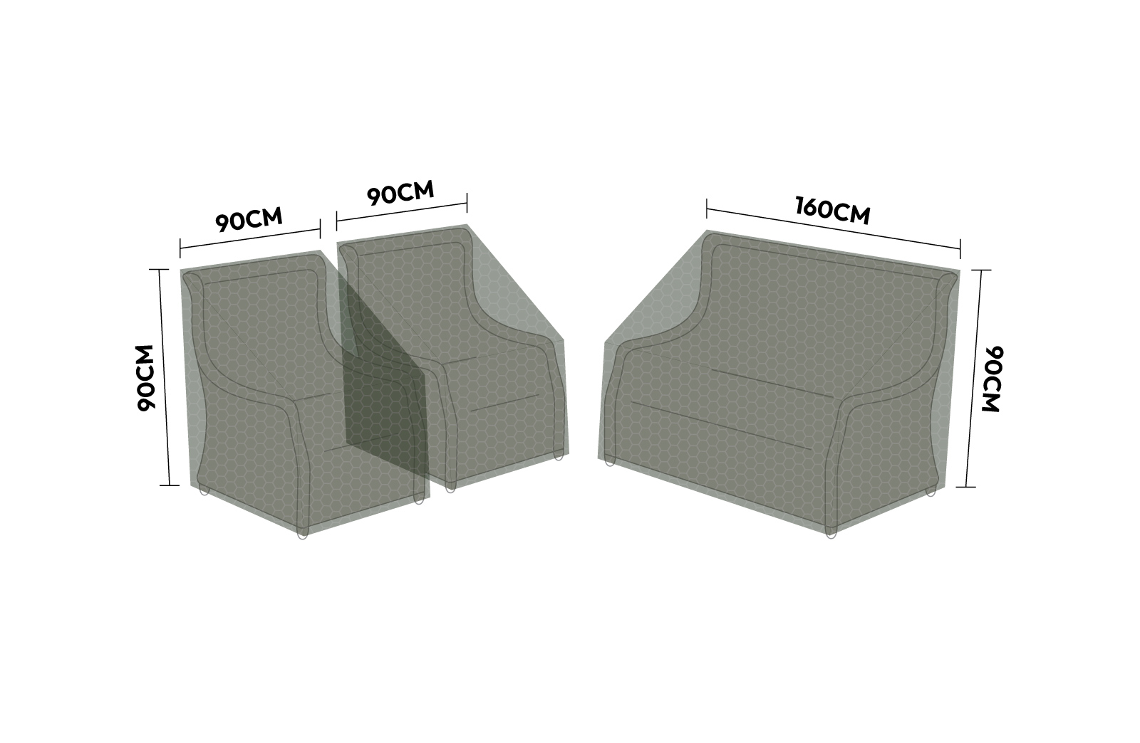 Protex - Cover Pack for 2 Seater Sofa Lounging Set
