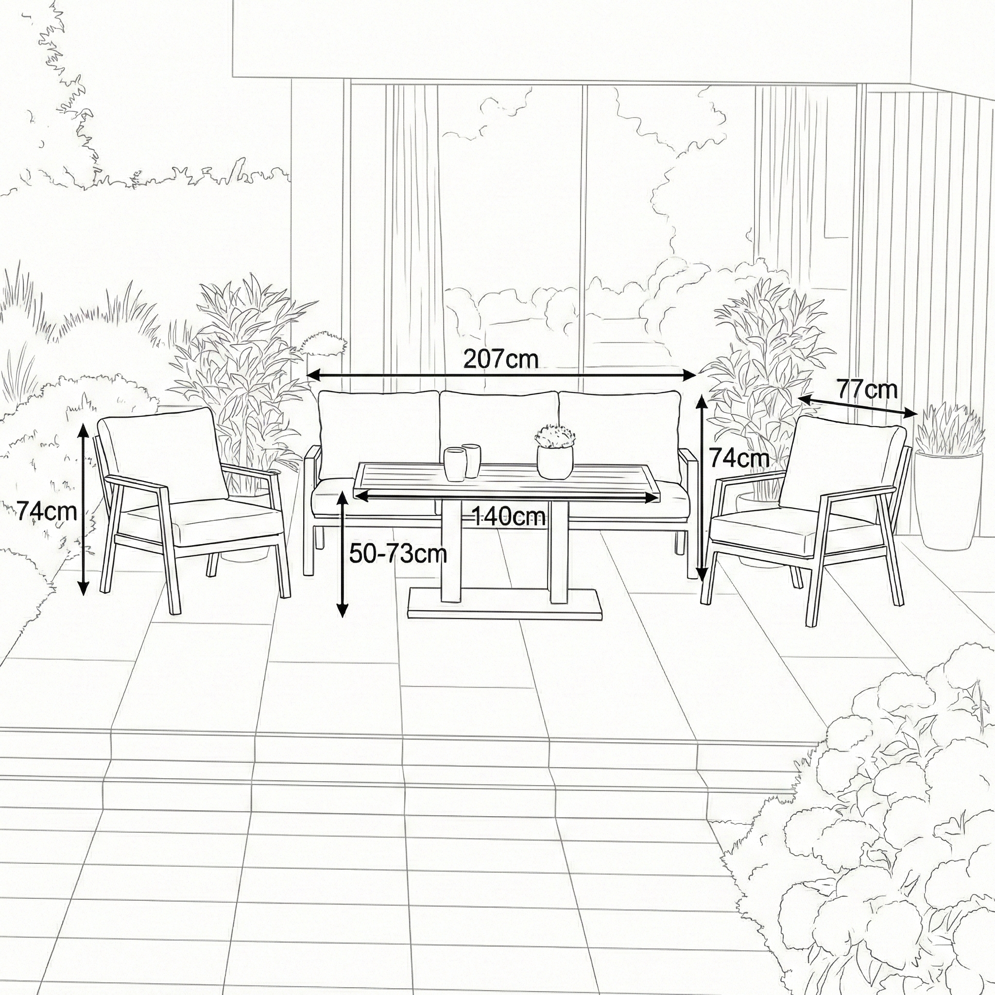 Nova - Phoenix 3 Seater Sofa Lounge Dining Set with Rectangular Rising Table thumbnail 4