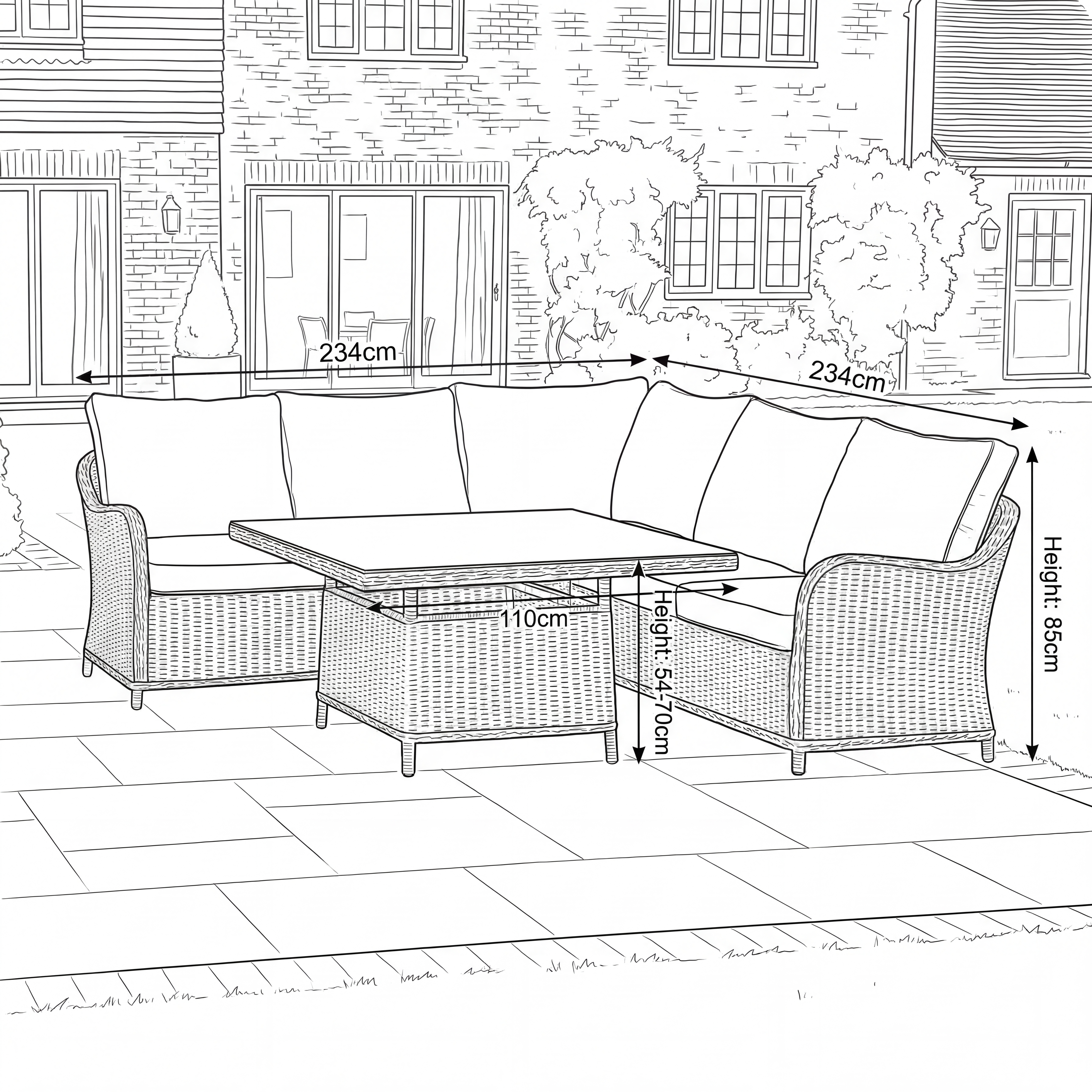 Nova - Ivy Corner Sofa Lounge Dining Set with Square Rise & Fall Table thumbnail 7