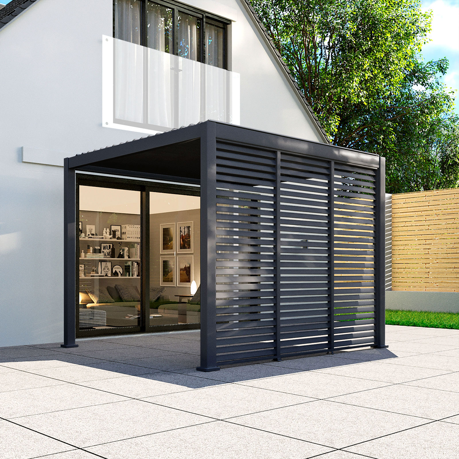Nova - Titan Pergola Side Wall - 1.33m - Grey thumbnail 2