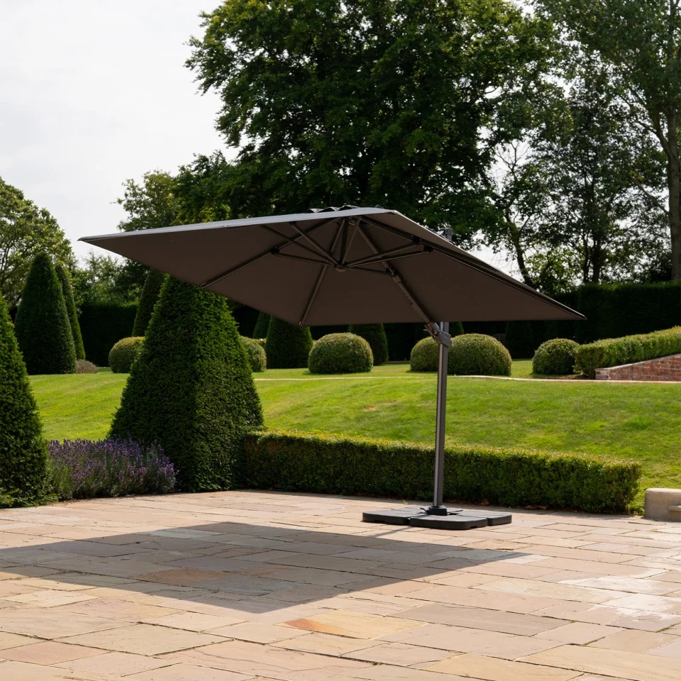 Nova - Astra LED Cantilever Parasol - 3m Square - Grey