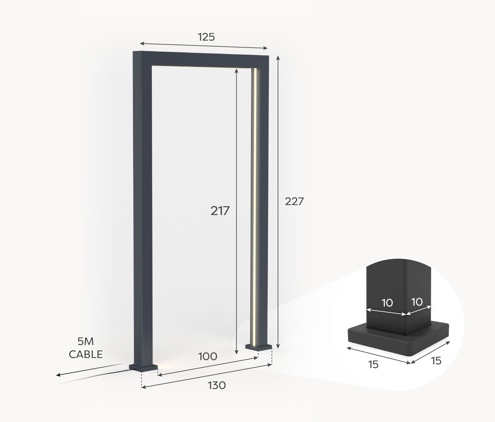 Nova - 125cm Titan Pergola Arch RGBW LED Pathway Arch - Grey thumbnail 5