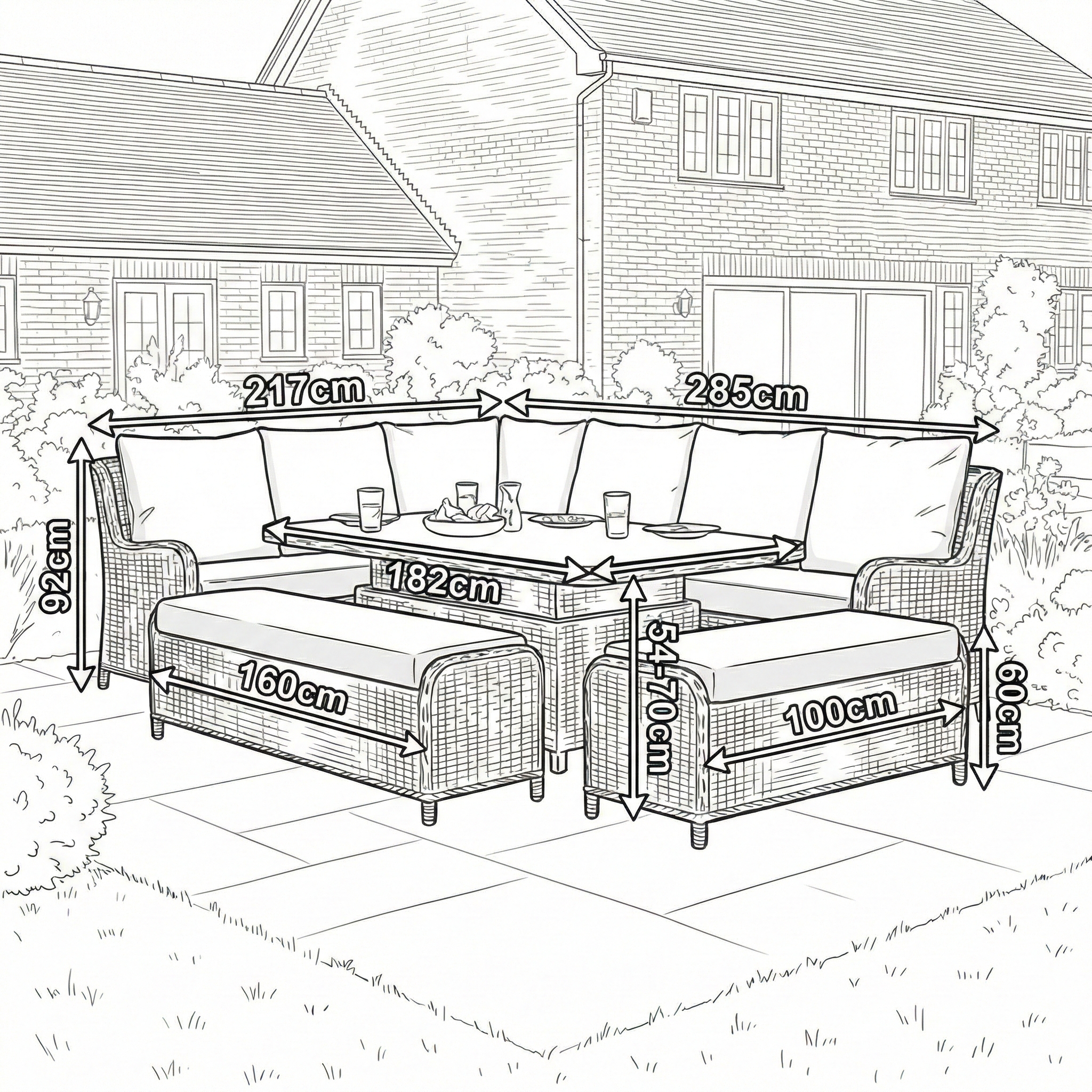 Nova - Avery Grande Left Hand Corner Sofa Lounge Dining Set with Rectangular Rise & Fall Table thumbnail 3