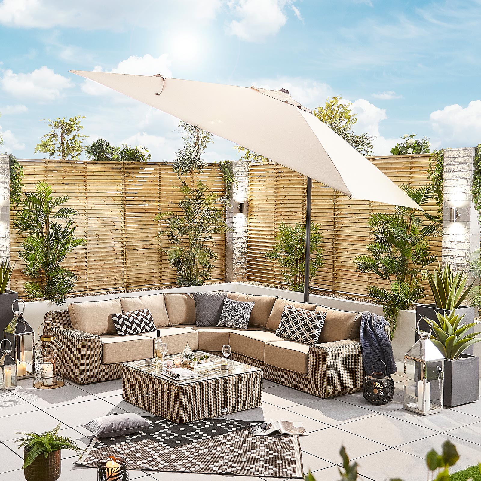 Nova - Galaxy Grey Frame LED Cantilever Parasol - 3m Square - Beige thumbnail 4