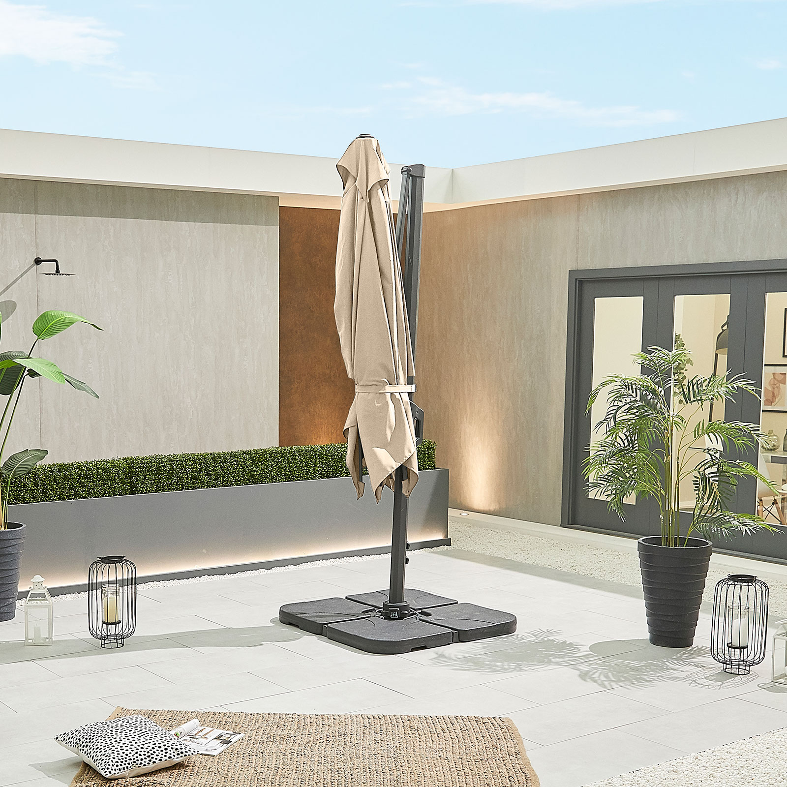 Nova - Genesis Grey Frame Cantilever Parasol - 3m x 2.5m Rectangular - Beige thumbnail 6