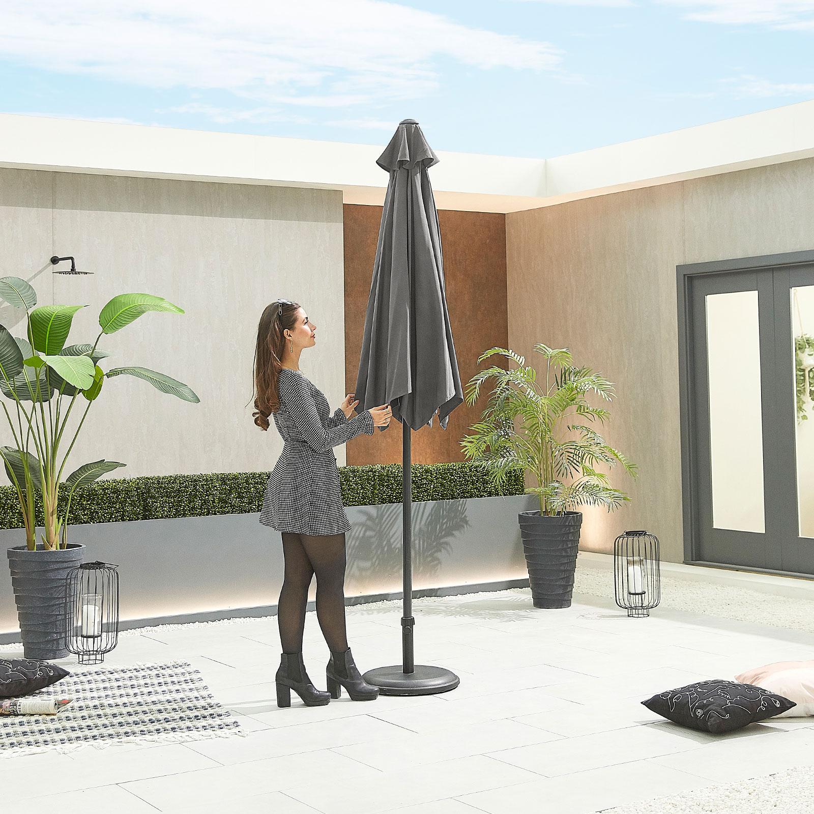 Nova - Antigua Aluminium Parasol - 2.7m Round - Grey thumbnail 3