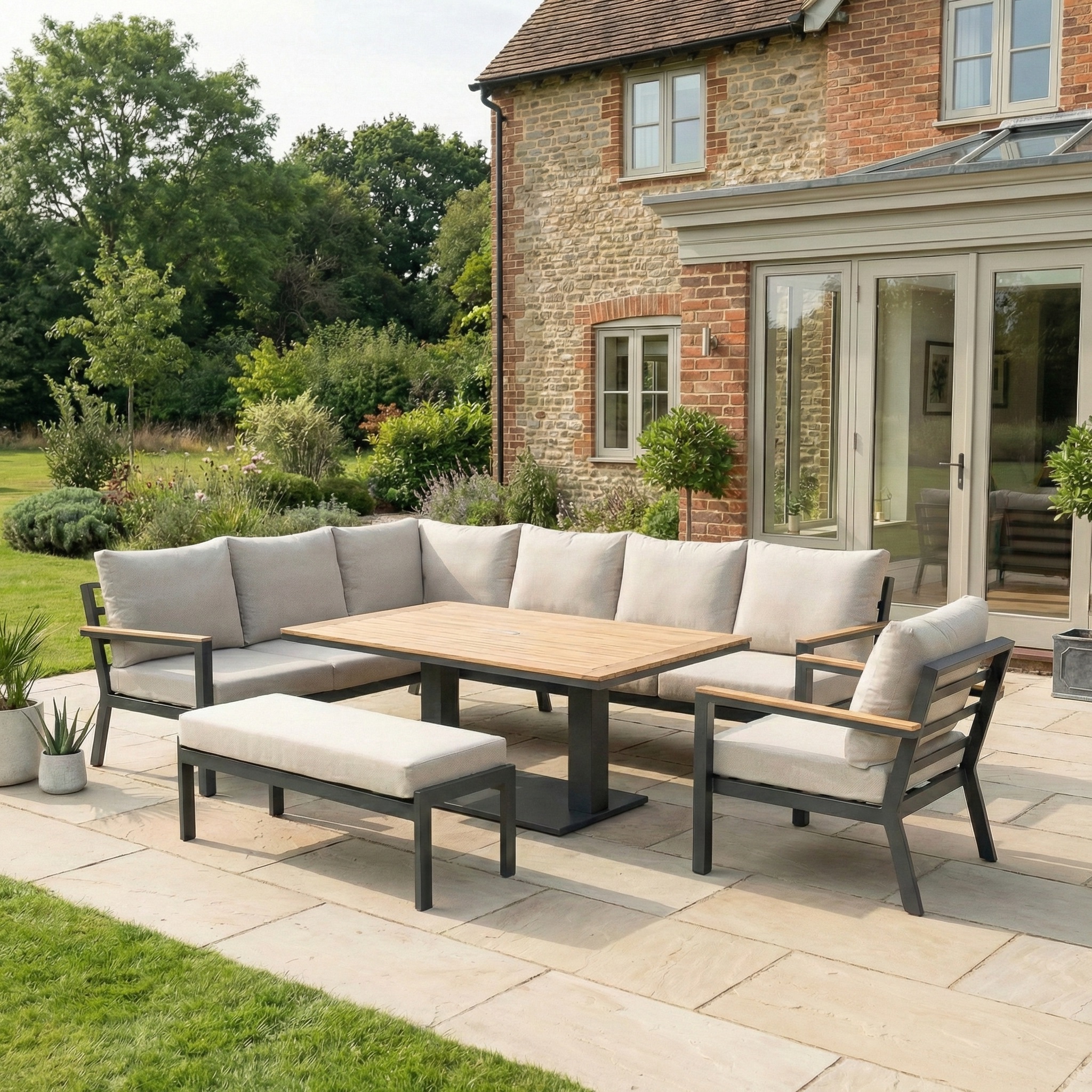 Nova - Heidi Left Hand Corner Sofa Lounge Dining Set with Rectangular Rising Table thumbnail 1