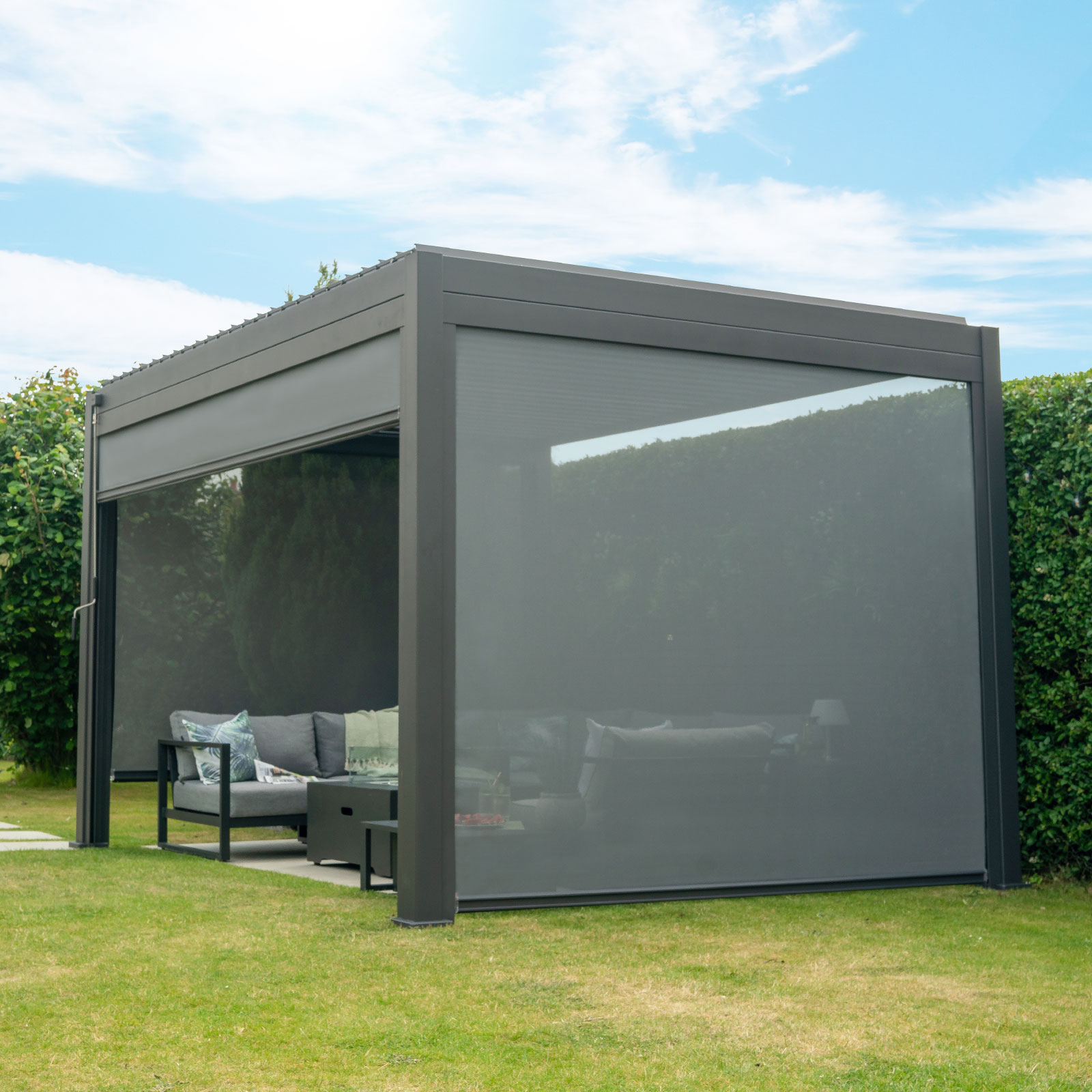 Nova - Titan Pergola Pull Down Screen - 3m - Grey thumbnail 1