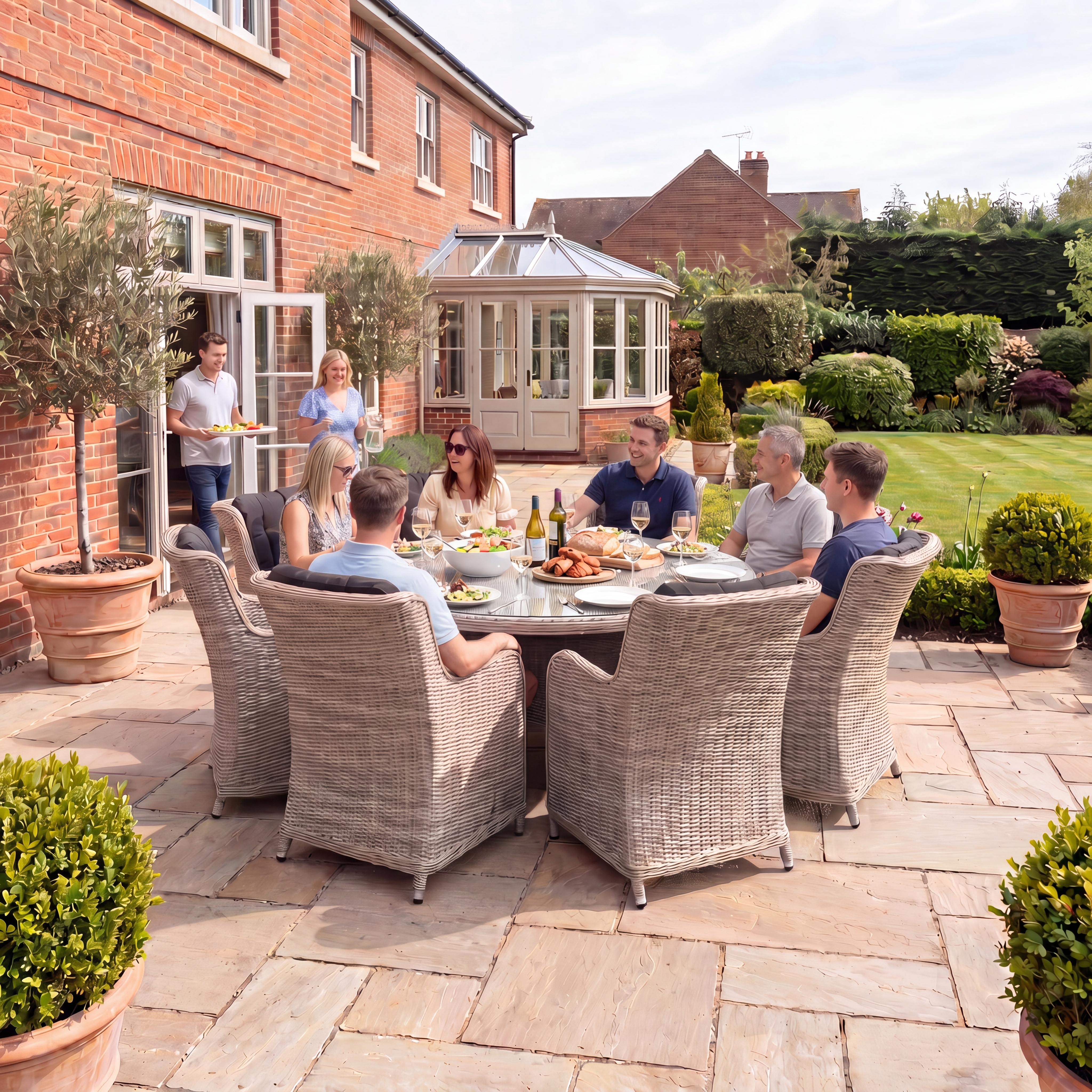 Nova - Avery 8 Seat Dining Set - 1.8m Round Table with Lazy Susan - Ash Grey thumbnail 2