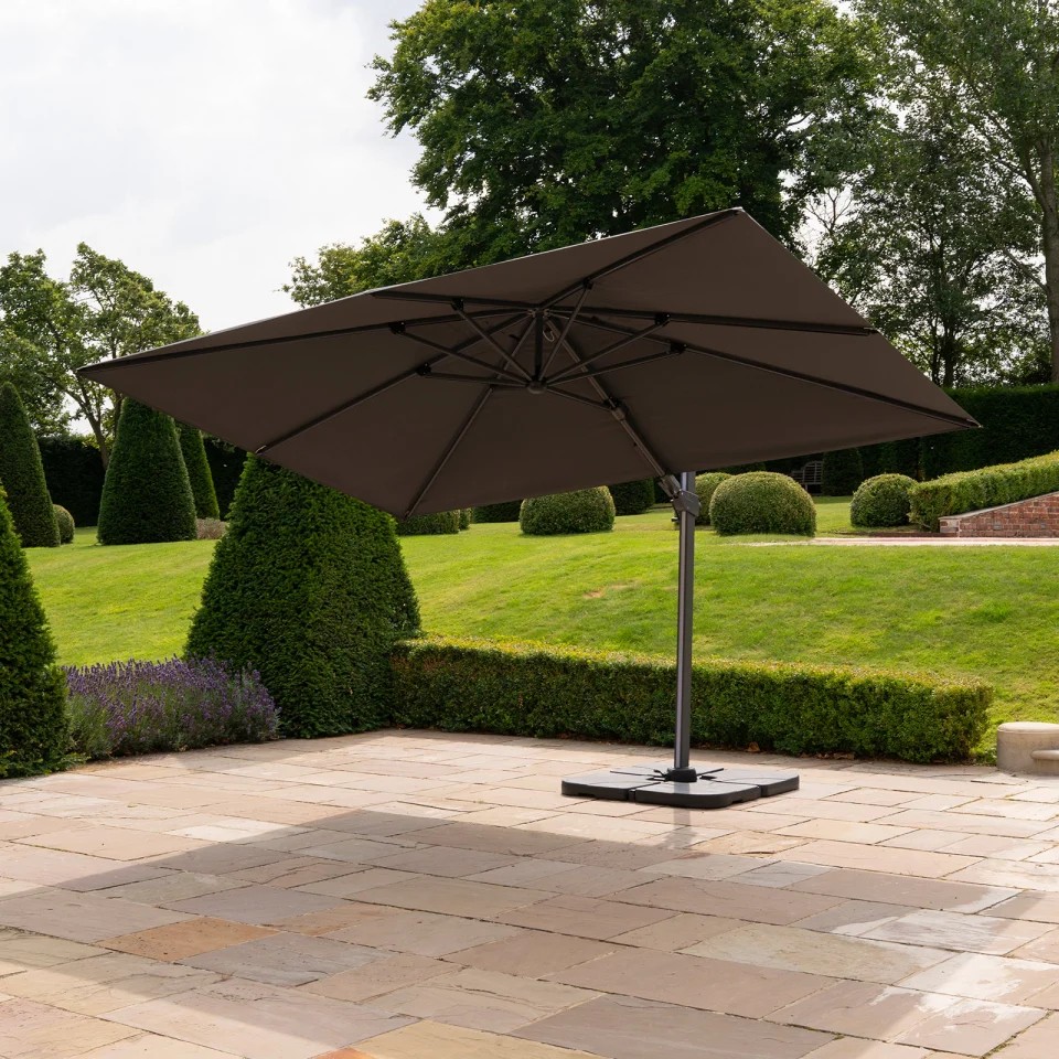 Nova - Astra LED Cantilever Parasol - 3.6m x 2.7m Rectangular - Grey