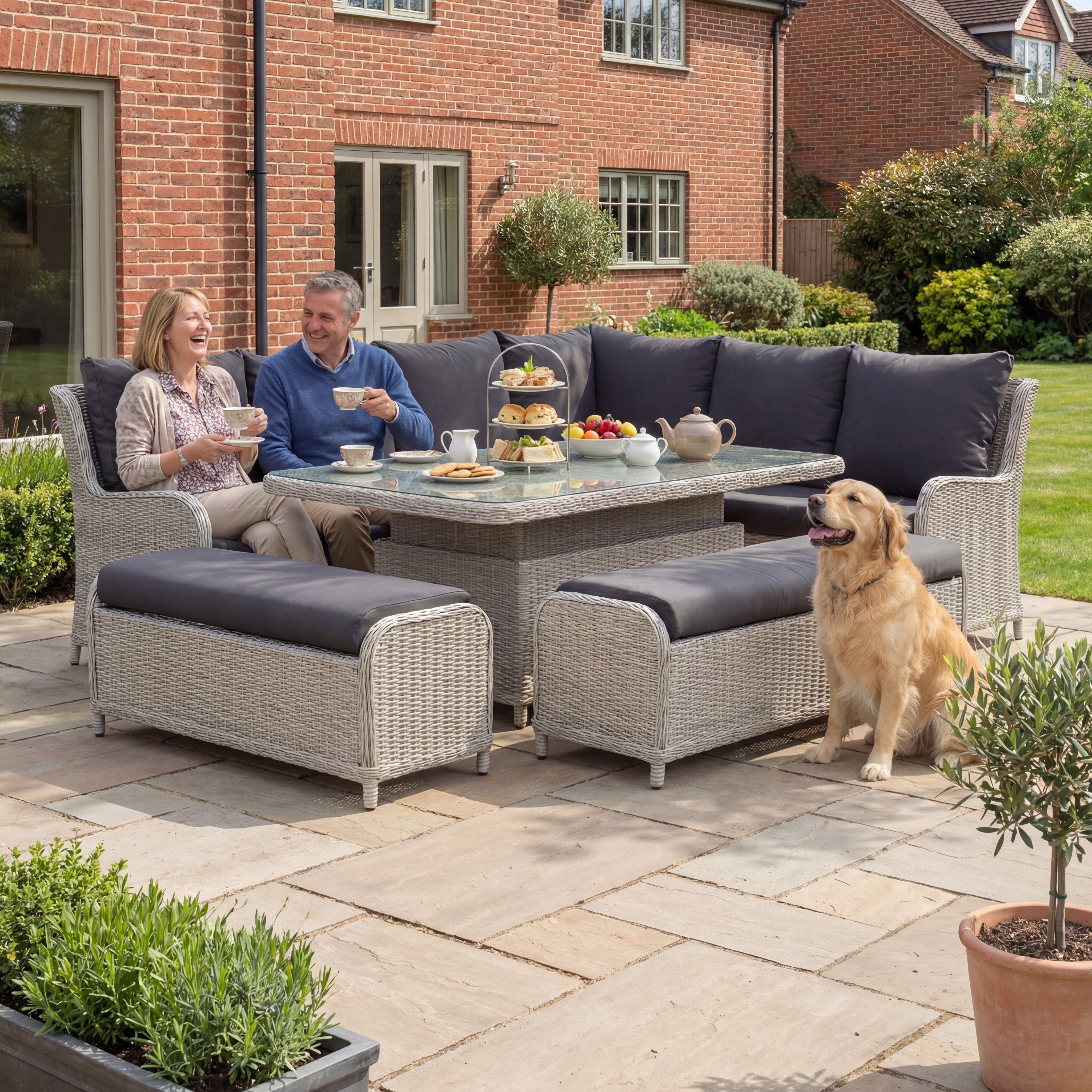 Nova - Avery Grande Right Hand Corner Sofa Lounge Dining Set with Rectangular Rise & Fall Table thumbnail 2