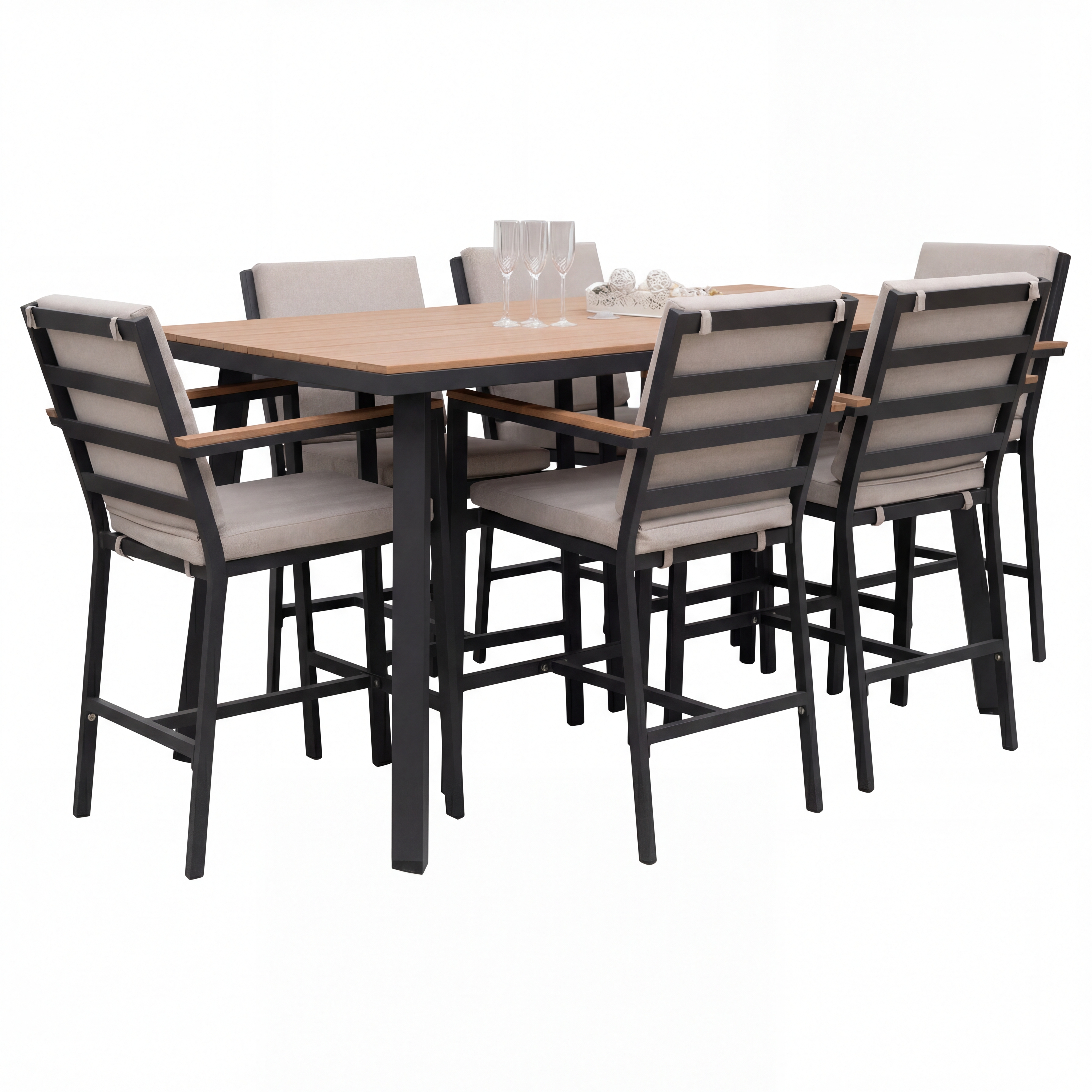 Nova - Heidi 6 Seat High Dining Set - 1.8 x 1.0m Rectangular Table thumbnail 4