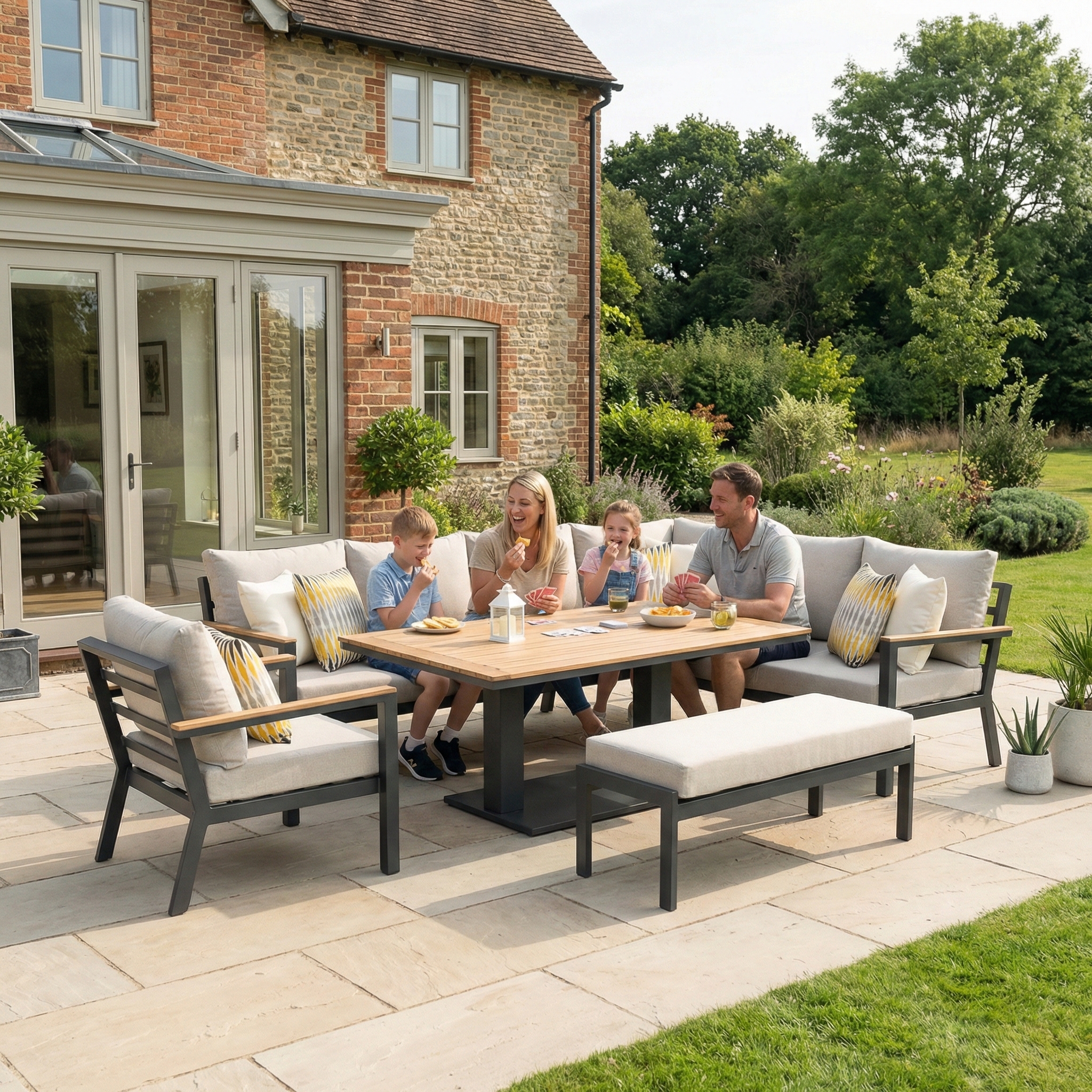 Nova - Heidi Right Hand Corner Sofa Lounge Dining Set with Rectangular Rising Table thumbnail 2
