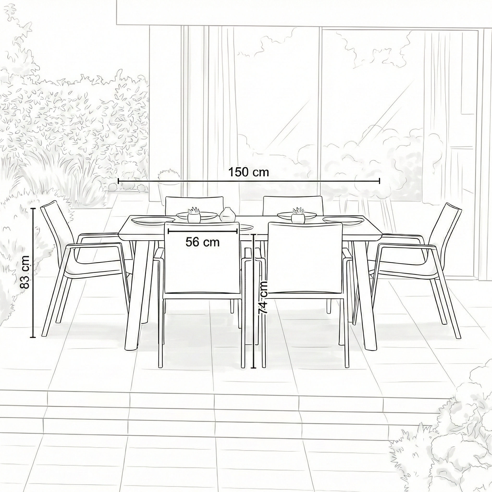 Nova - Phoenix 6 Seat Dining Set - 1.5m x 1.0m Rectangular Table thumbnail 3