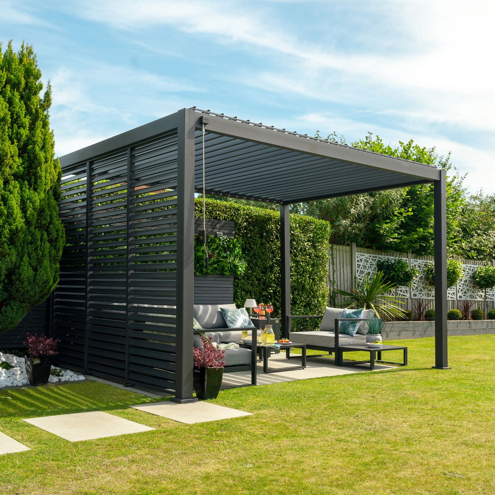 Nova - Titan Freestanding Aluminium Pergola - 3m x 3m Square - Grey thumbnail 4