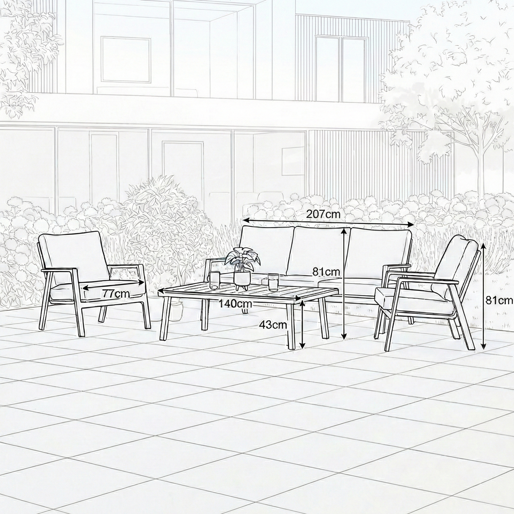 Nova - Zara 3 Seater Sofa Lounging Set with Rectangular Coffee Table thumbnail 7