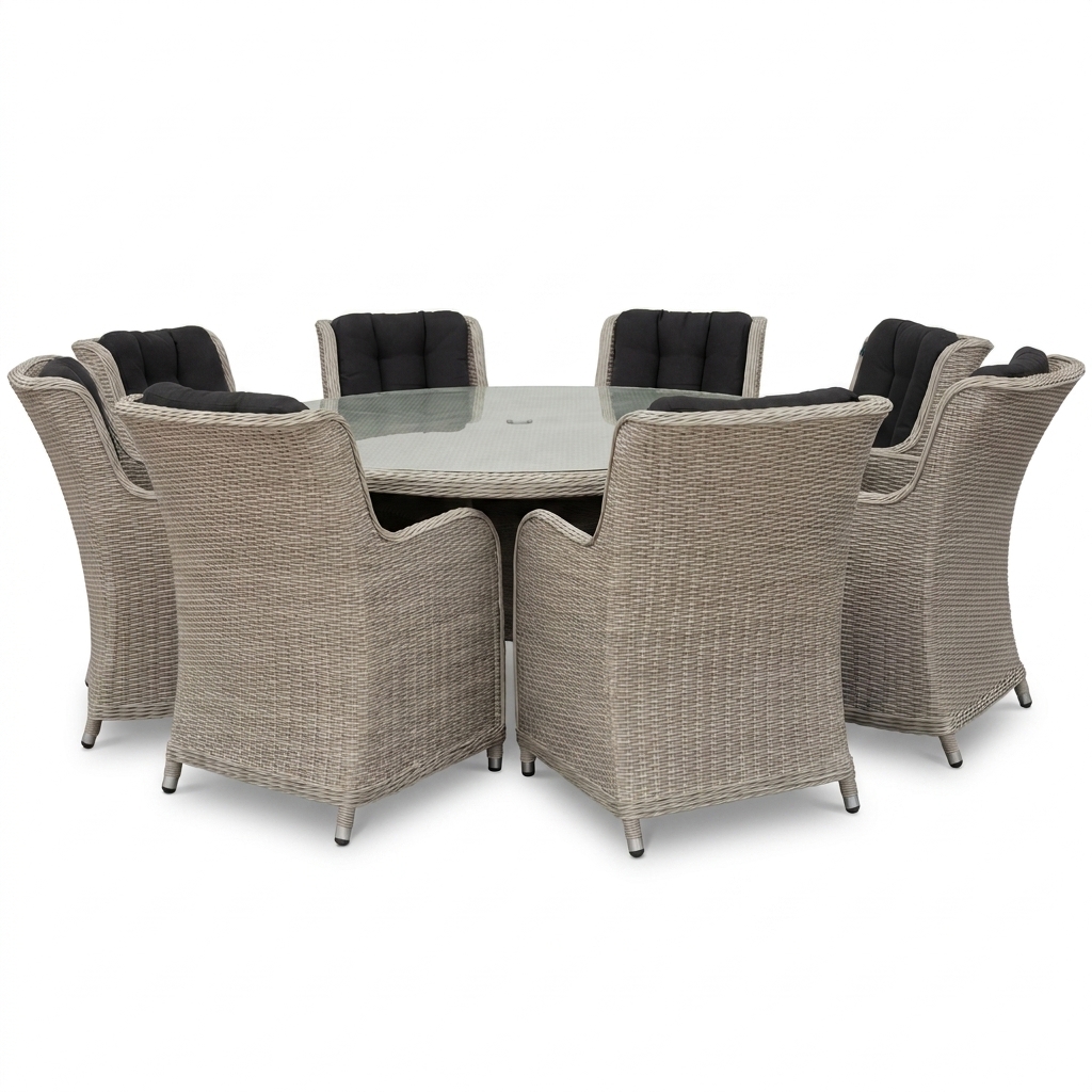 Nova - Avery 8 Seat Dining Set - 1.8m Round Table with Lazy Susan - Ash Grey thumbnail 3