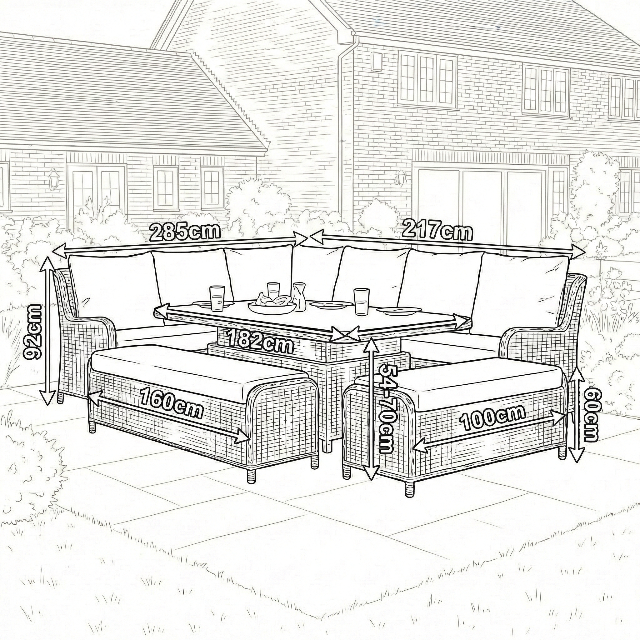 Nova - Avery Grande Right Hand Corner Sofa Lounge Dining Set with Rectangular Rise & Fall Table thumbnail 5