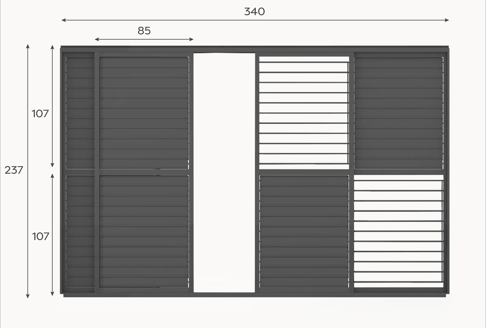 Nova - 3.6 Adjustable Louvre Sliding Door Side Wall - Grey thumbnail 4
