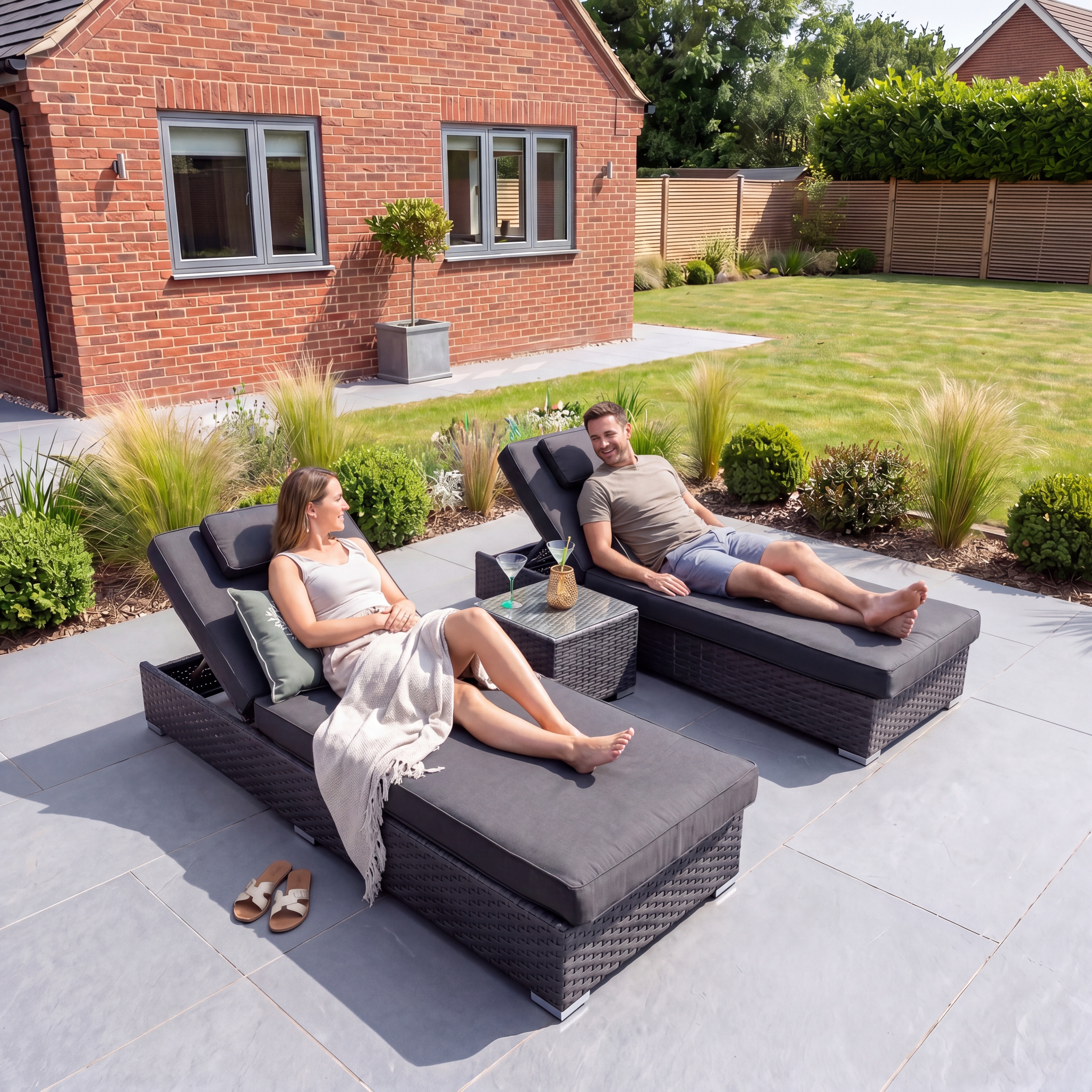 Vyda Rattan Sunlounger Set thumbnail 2