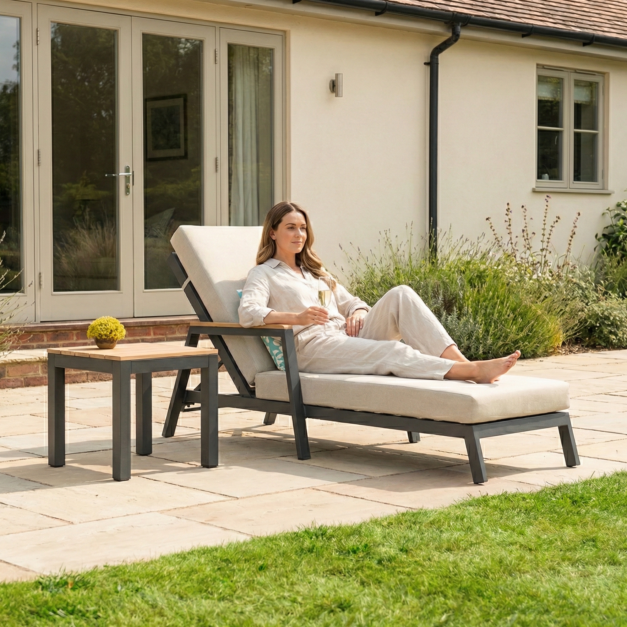 Nova - Heidi Sun Lounger Set of 2 with Square Side Table thumbnail 6