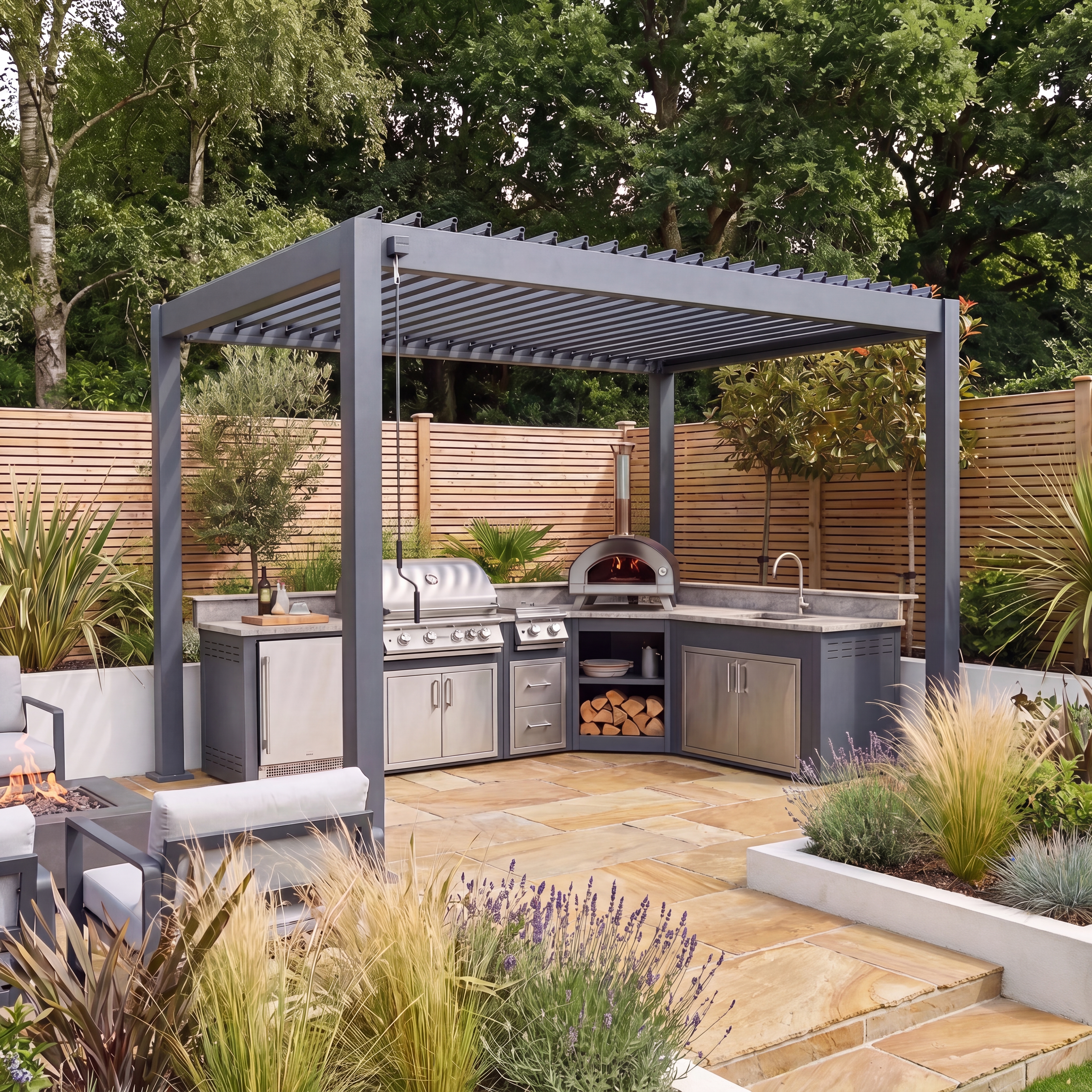 Nova - Titan Freestanding Aluminium Pergola - 4.0m x 2.4m Rectangular - Grey thumbnail 2
