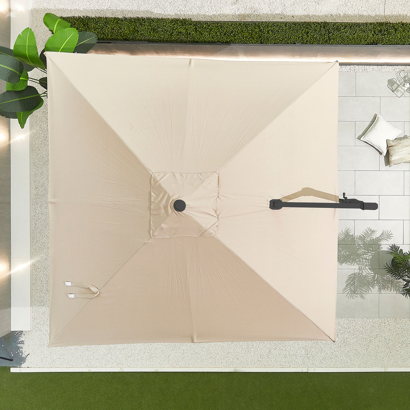 Nova - Genesis Grey Frame Cantilever Parasol - 3m Square - Beige thumbnail 8
