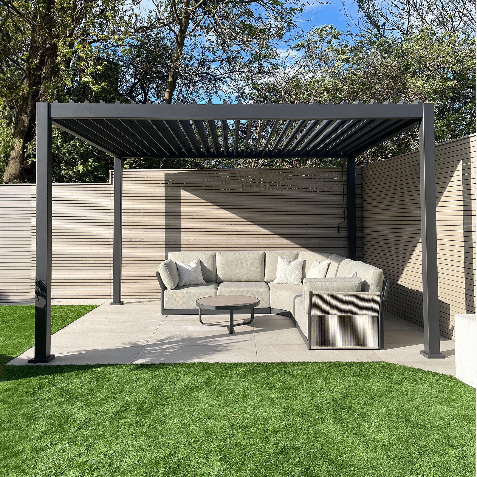 Nova - Titan Freestanding Aluminium Pergola - 4m x 3.6m Rectangular - Grey thumbnail 2