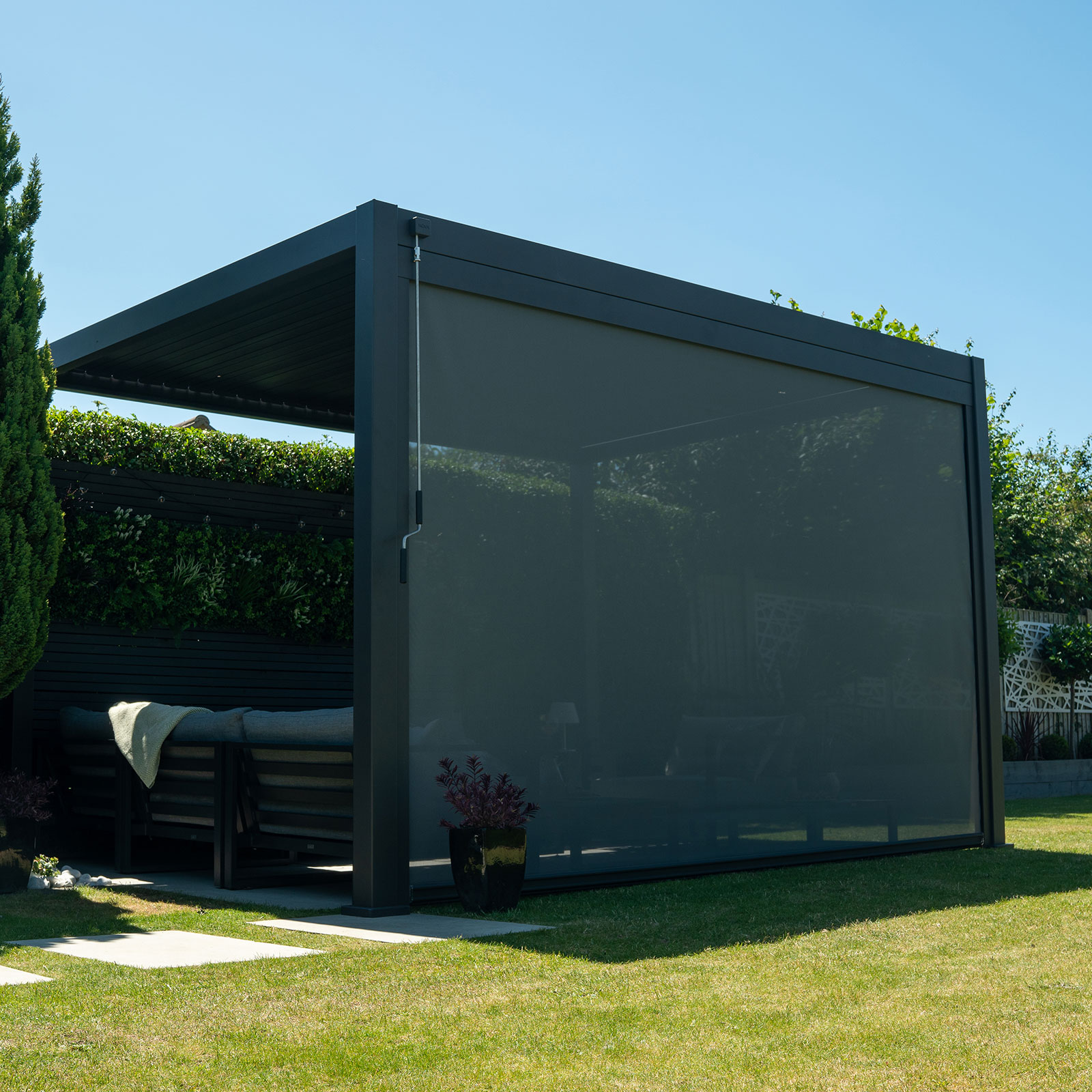 Nova - Titan Pergola Pull Down Screen - 4m - Grey thumbnail 1
