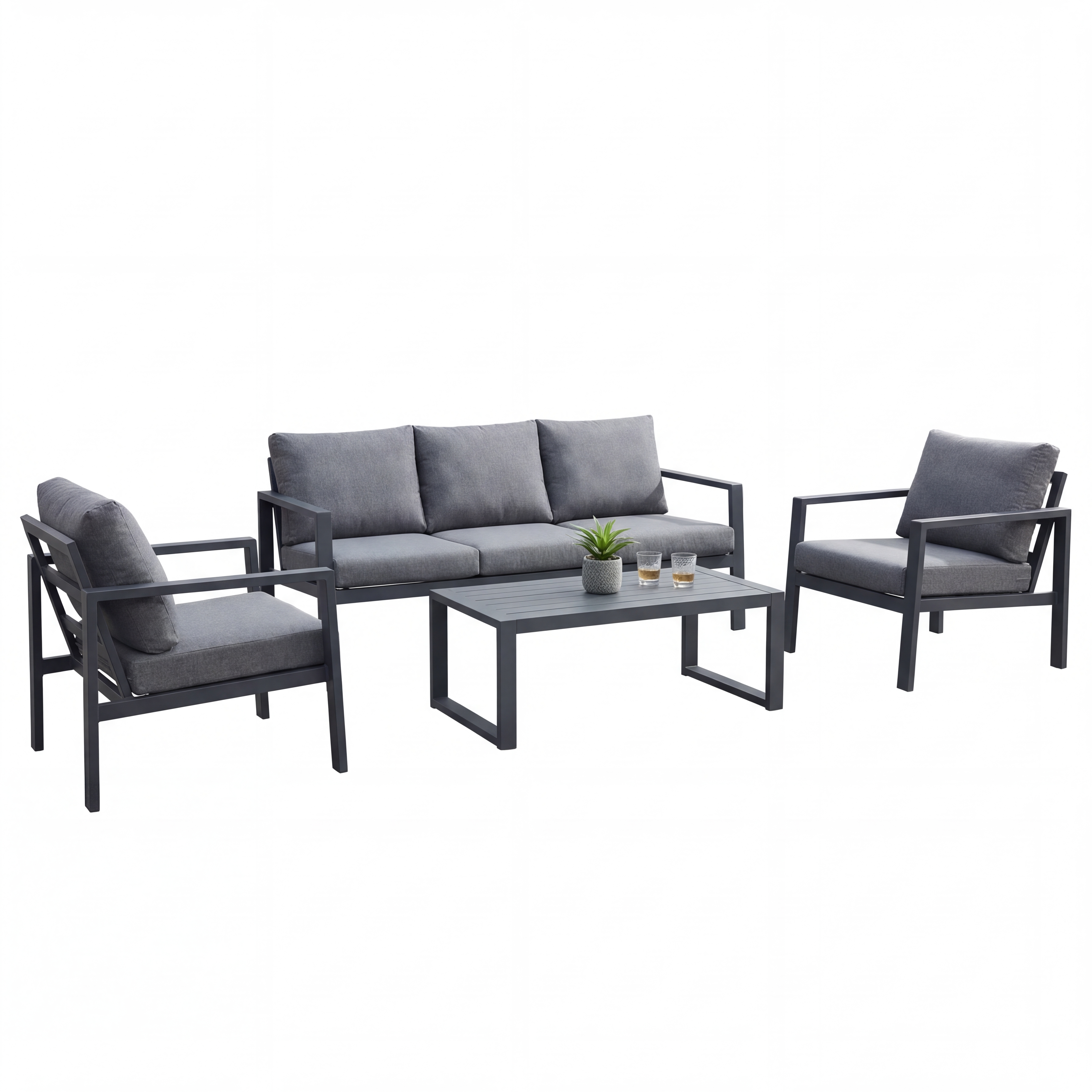 Nova - Phoenix 3 Seater Sofa Lounging Set with Rectangular Coffee Table - Grey thumbnail 3