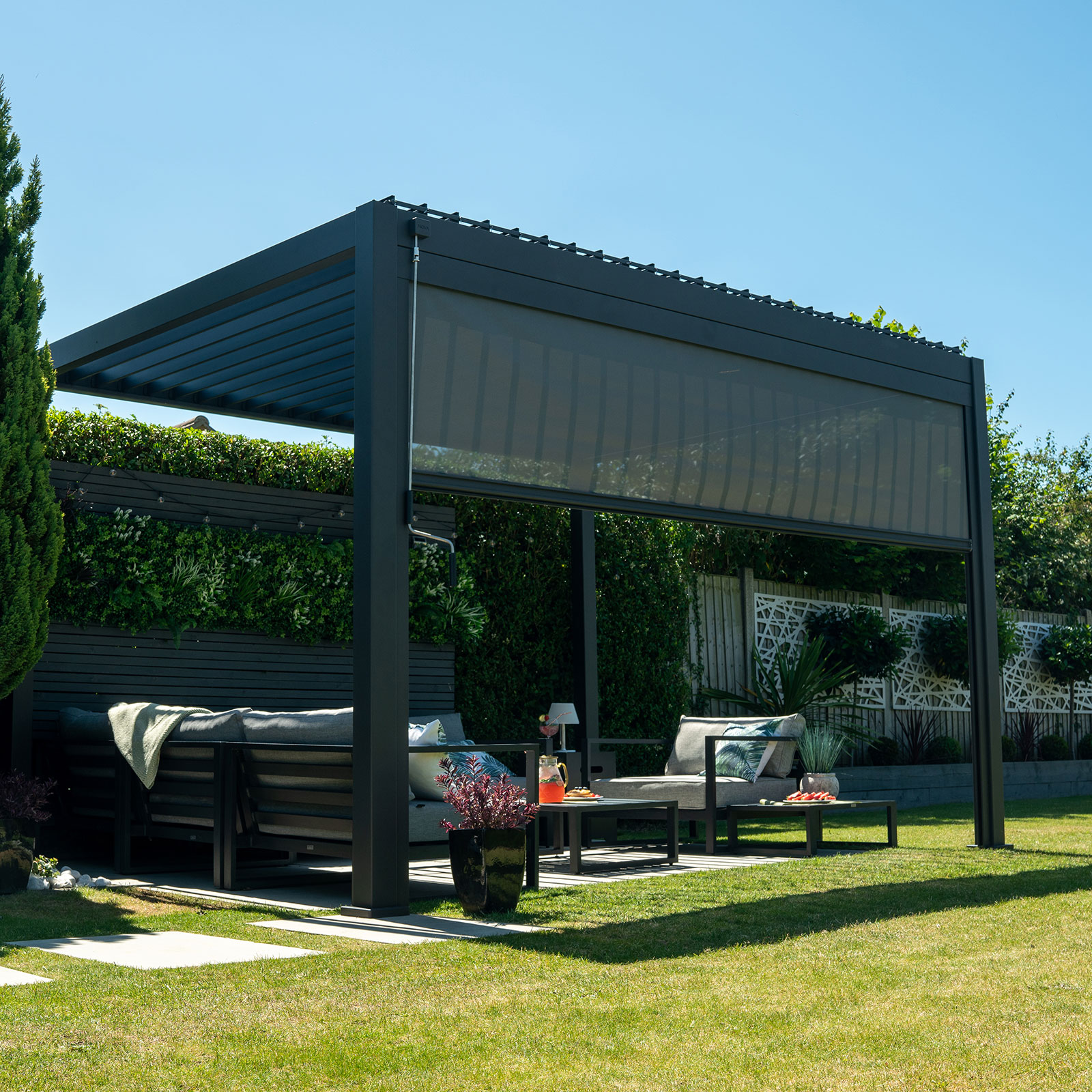Nova - Titan Pergola Pull Down Screen - 4m - Grey thumbnail 4