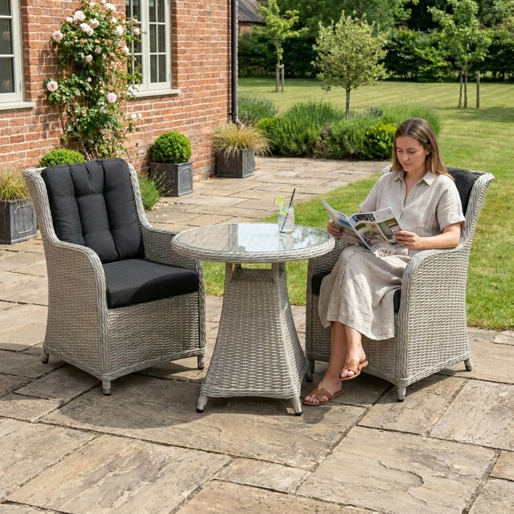 Nova - Avery 2 Seat Bistro Set - 0.7m Round Table - Ash Grey thumbnail 2