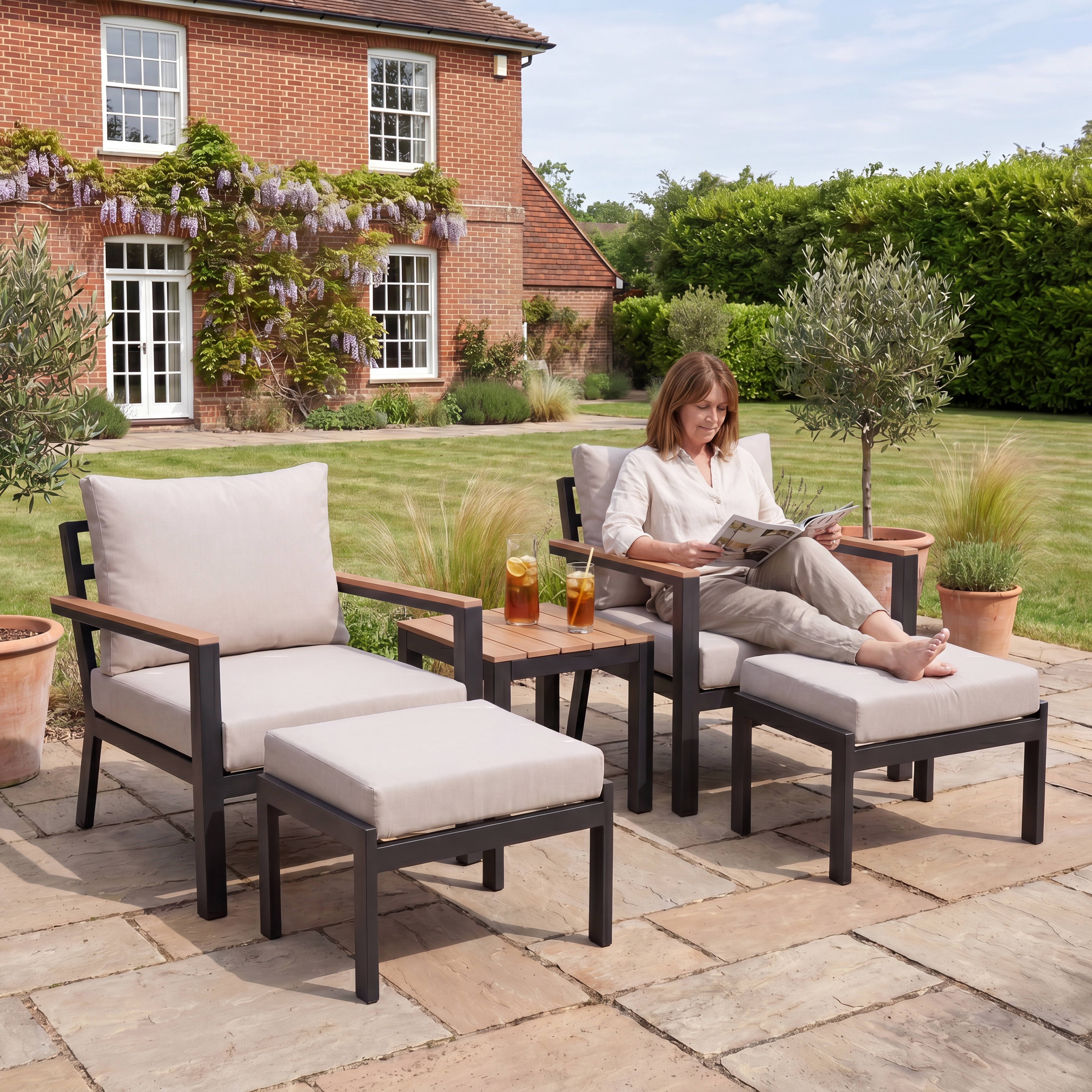 Nova - Heidi 5pc Lounging Set with Square Side Table thumbnail 2