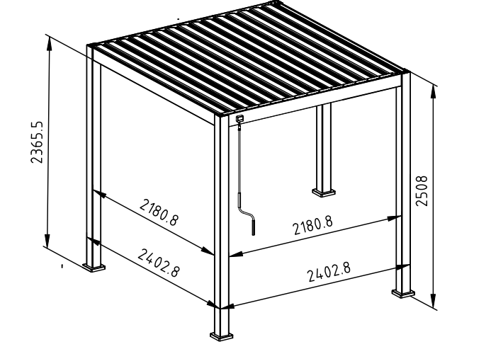 Nova - Titan Freestanding Aluminium Pergola - 2.4m x 2.4m Square - Grey thumbnail 2