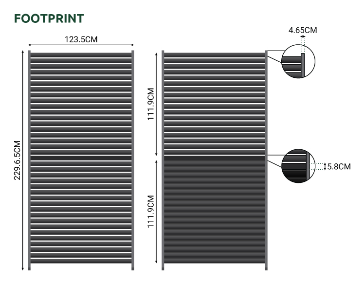 Nova - Titan 1.33m Aluminium Side Wall With Adjustable Louvres for 4m Titan Pergola - Grey thumbnail 9