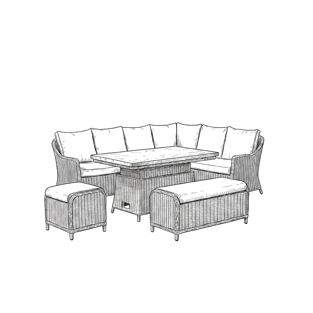 Nova - Ivy Right Hand Corner Sofa Lounge Dining Set with Rectangular Rise & Fall Table thumbnail 5
