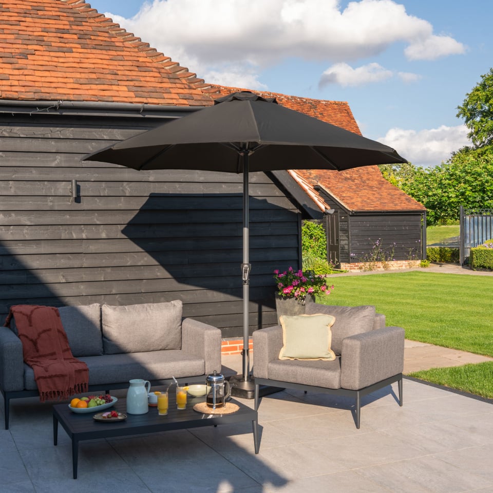 Nova - Max 3.0m Round Crank Operated Deluxe Parasol - Dark Grey Canopy
