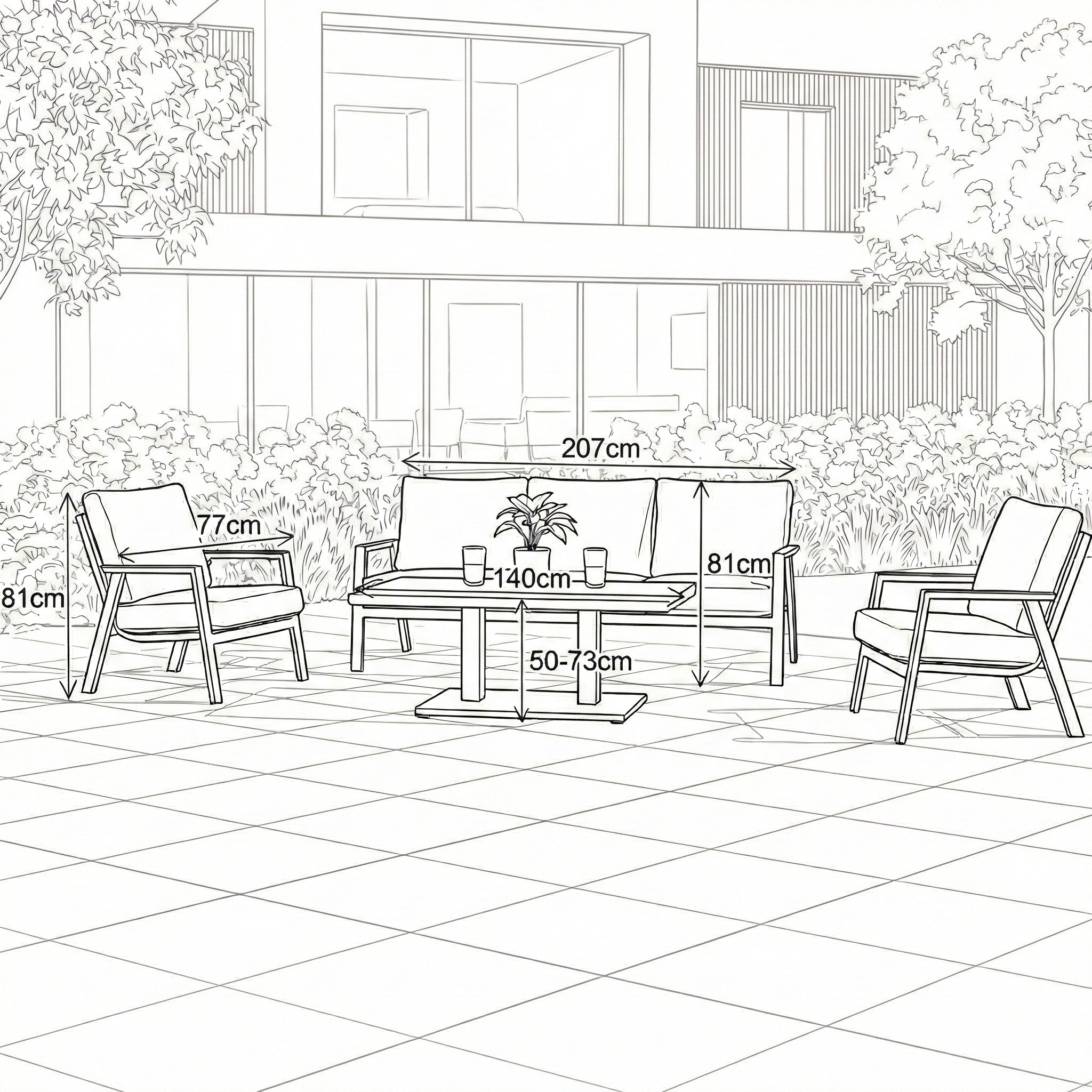 Nova - Zara 3 Seater Sofa Lounge Dining Set with Rectangular Rising Table thumbnail 9