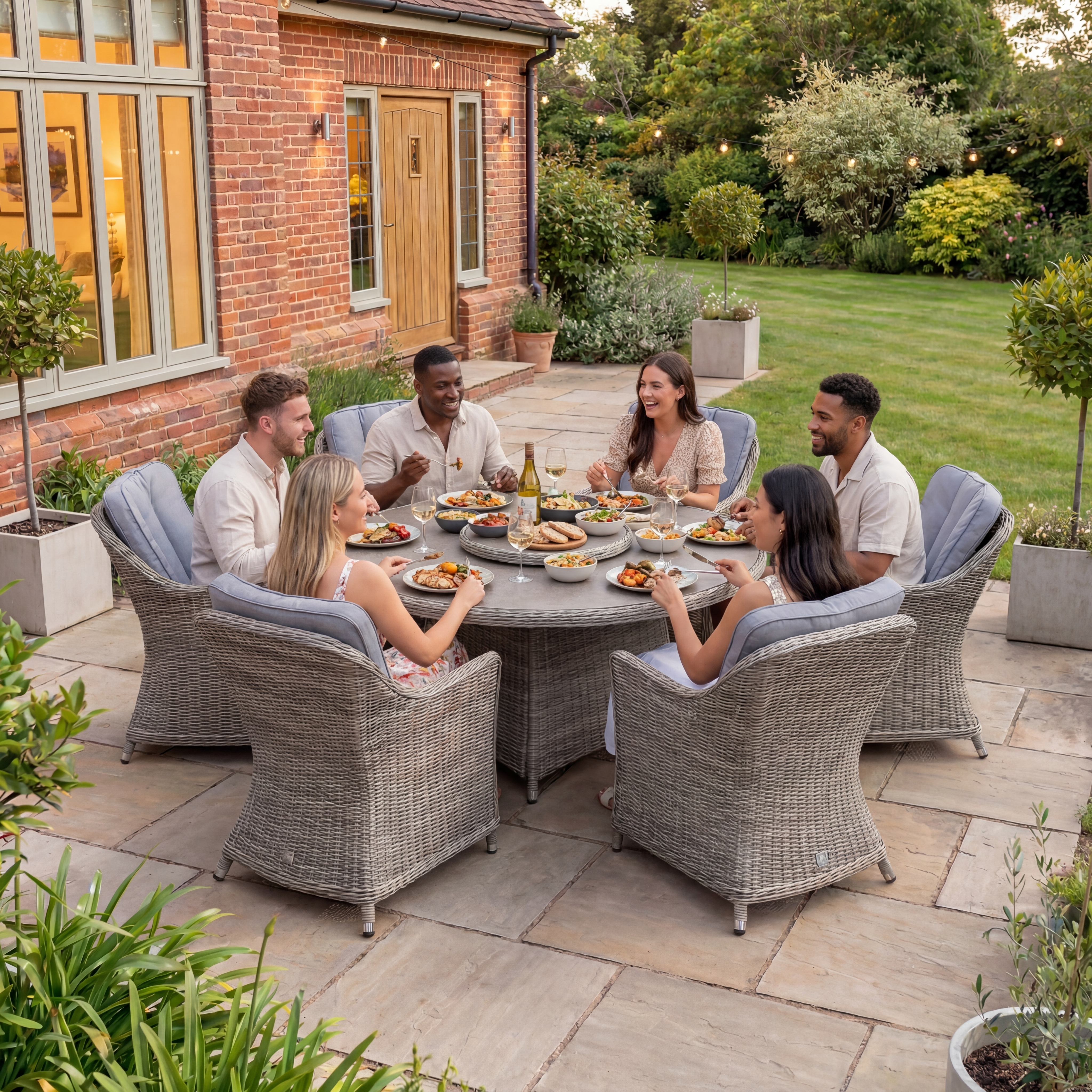 Nova - Ivy 6 Seat Dining Set - 1.4m Round Table (Ceramic Glass) thumbnail 5
