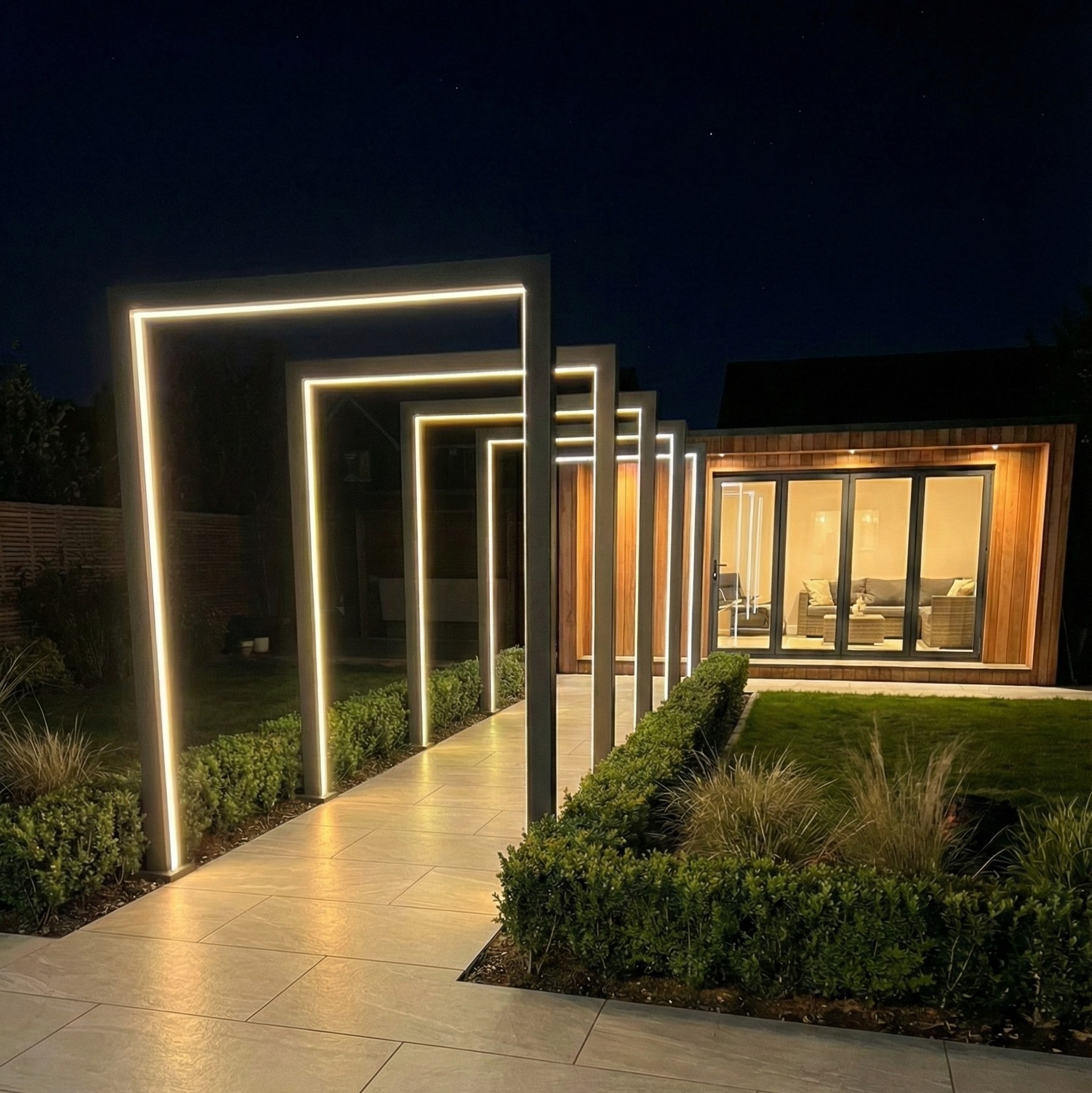 Nova - Set of 3 125cm Titan Pergola Arch RGBW LED Pathway Arch with Power Pack - Grey thumbnail 2