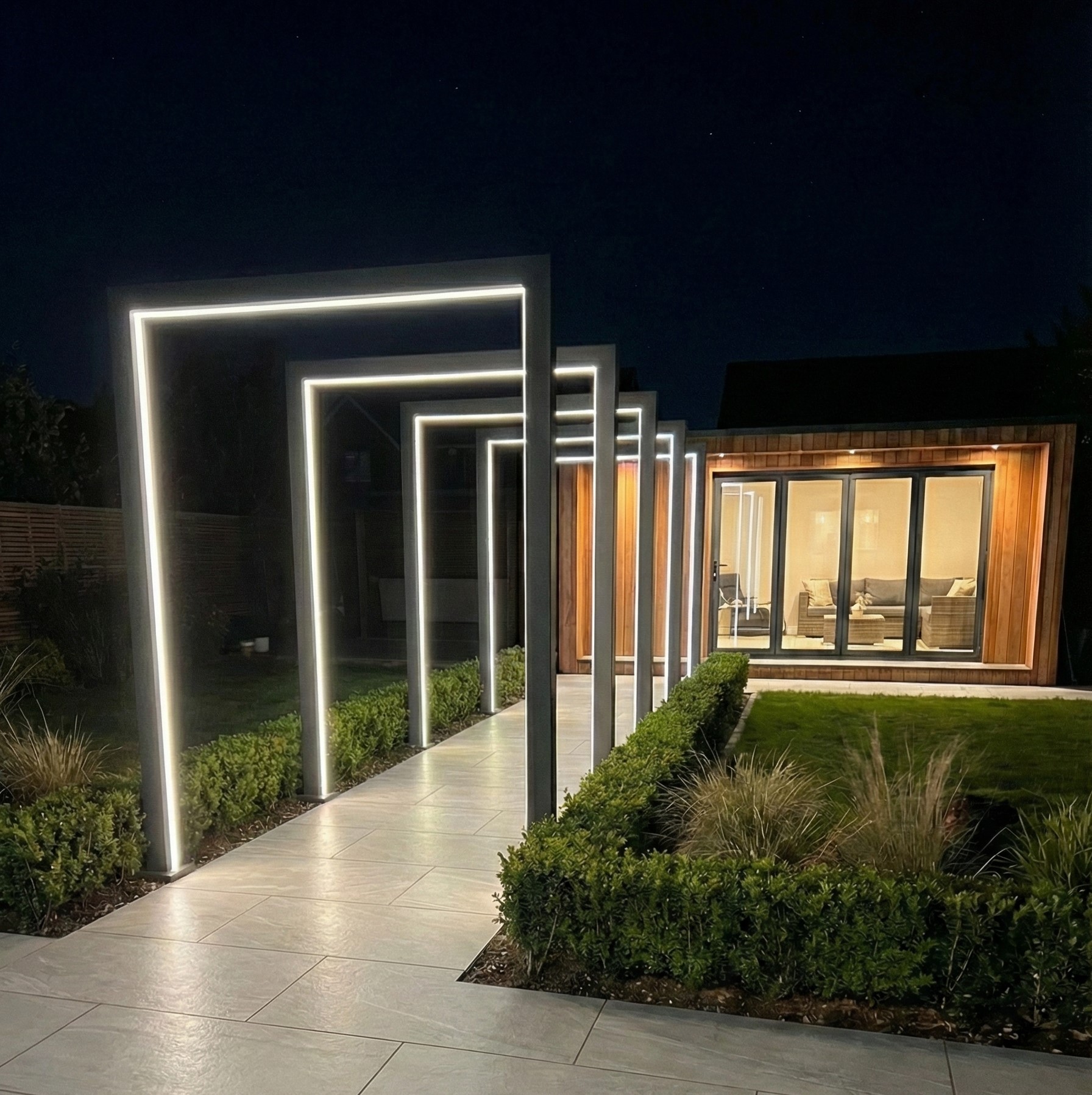 Nova - Set of 3 125cm Titan Pergola Arch RGBW LED Pathway Arch with Power Pack - Grey thumbnail 3
